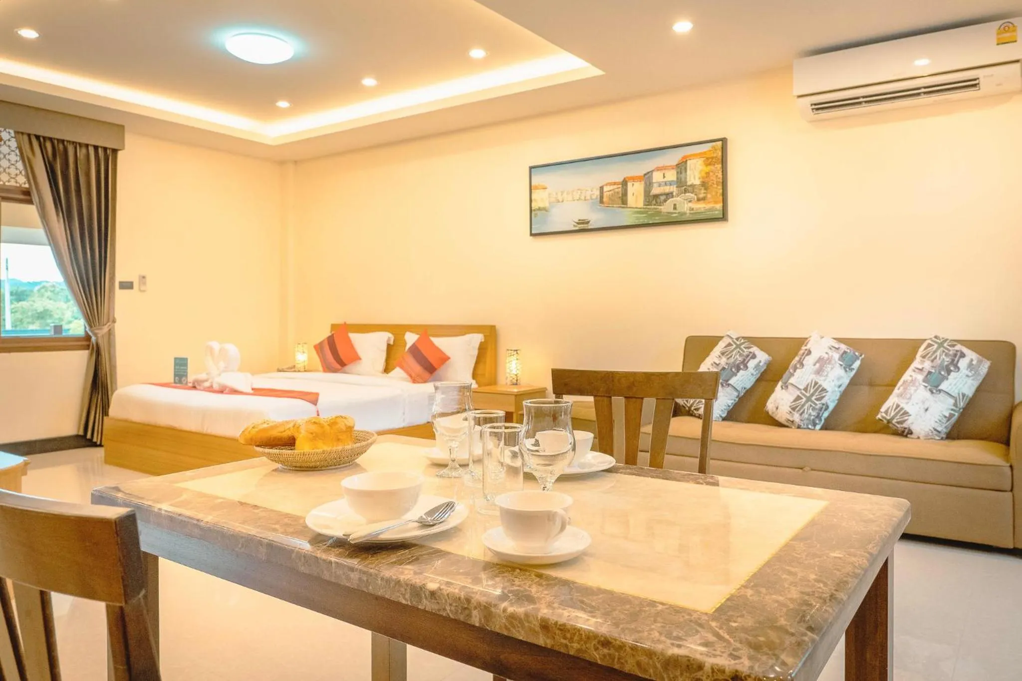 Seating area in AU Place Hotel