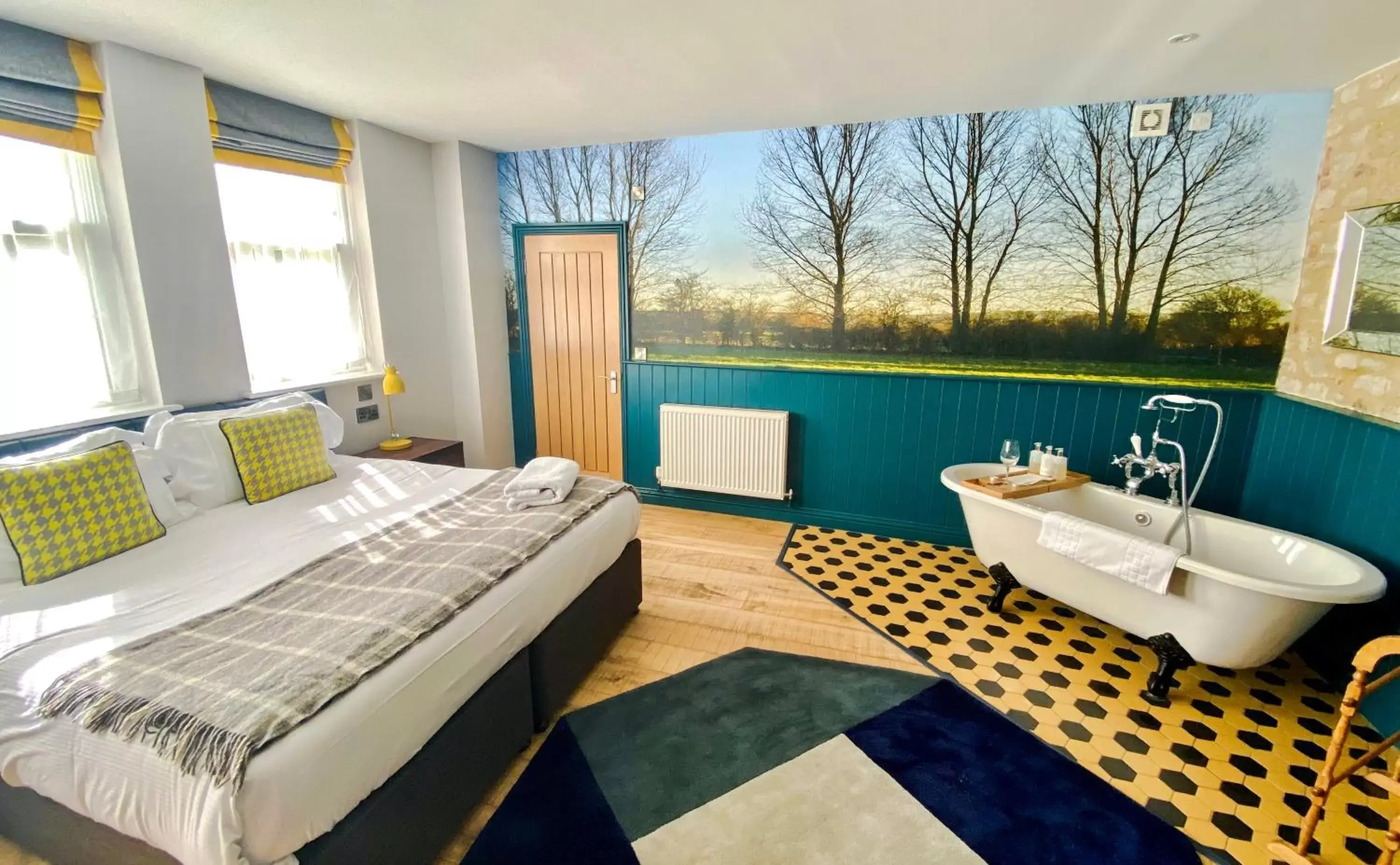 Bedroom in Helen Browning's Royal Oak