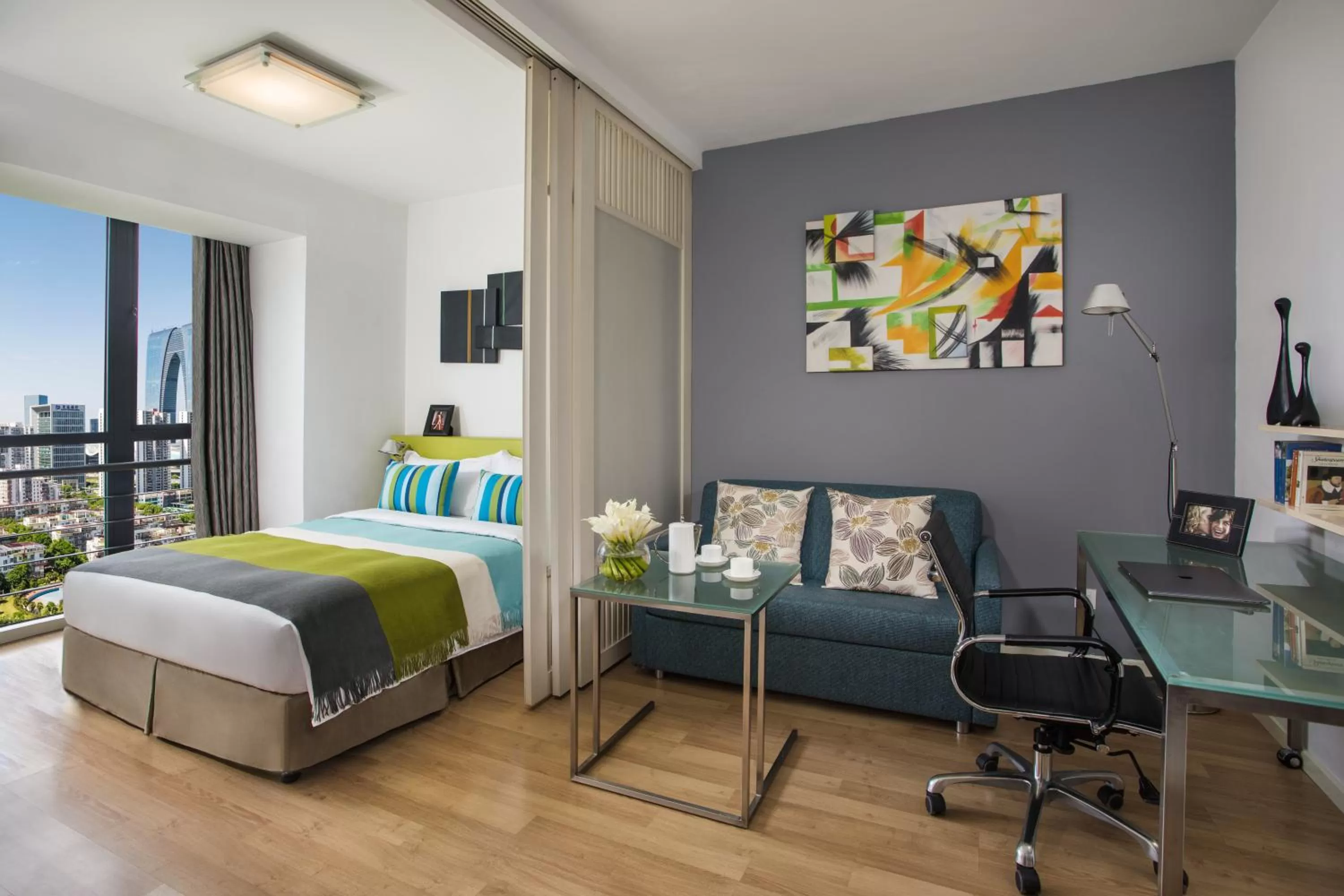 Photo of the whole room, Bed in Citadines Xinghai Suzhou