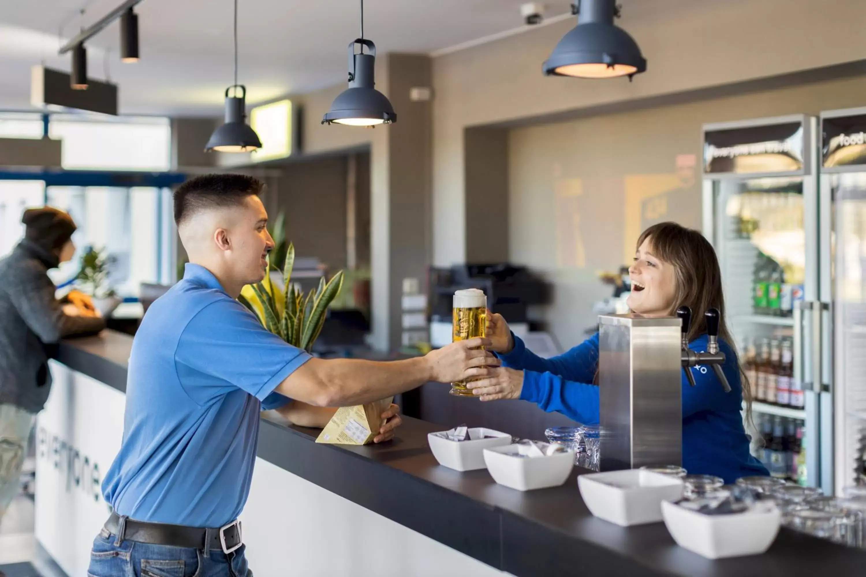 Lounge or bar in a&o Dresden Hauptbahnhof Lounge or bar in a&o Dresden Hauptbahnhof