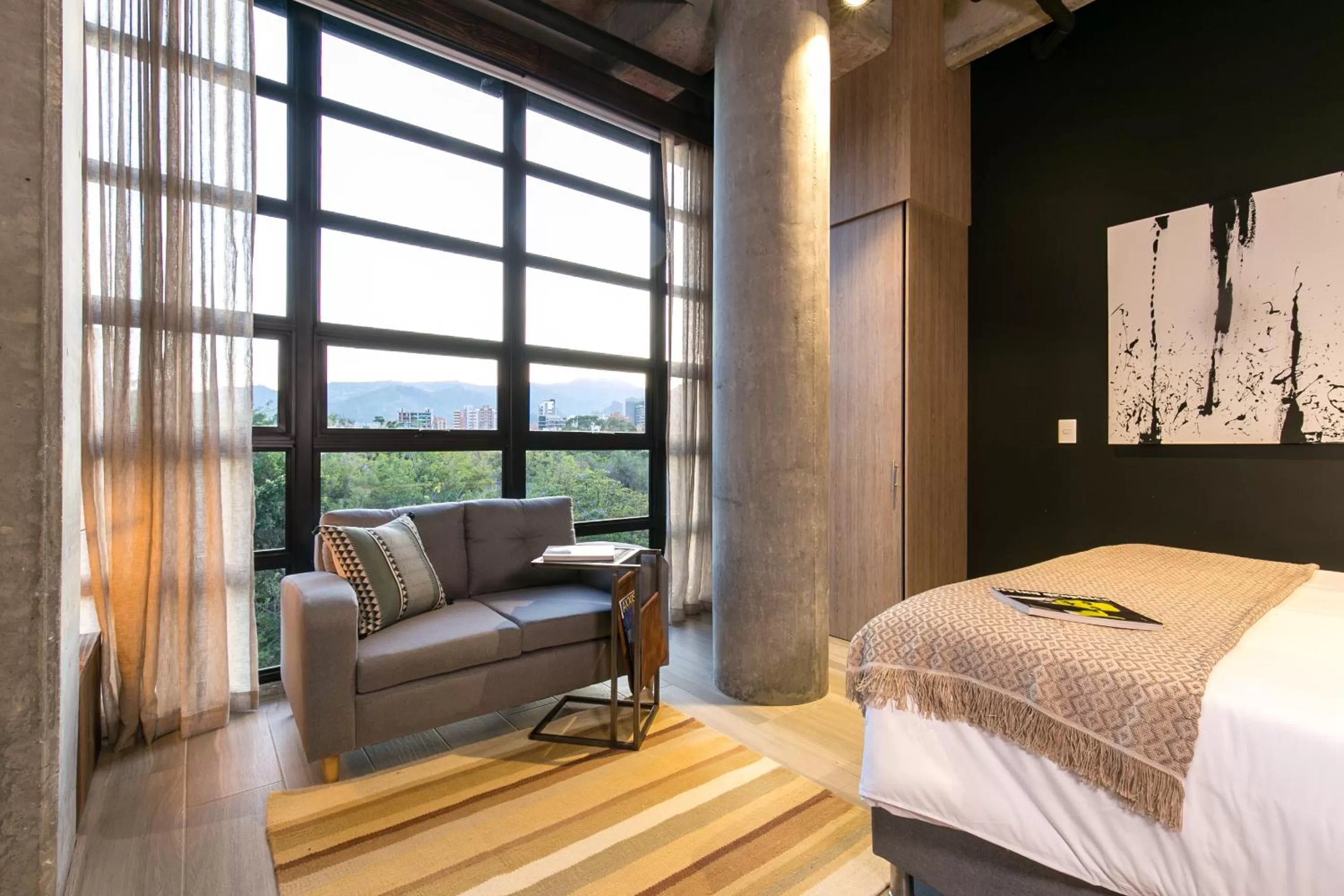 Bed in Factory Lofts Hotel