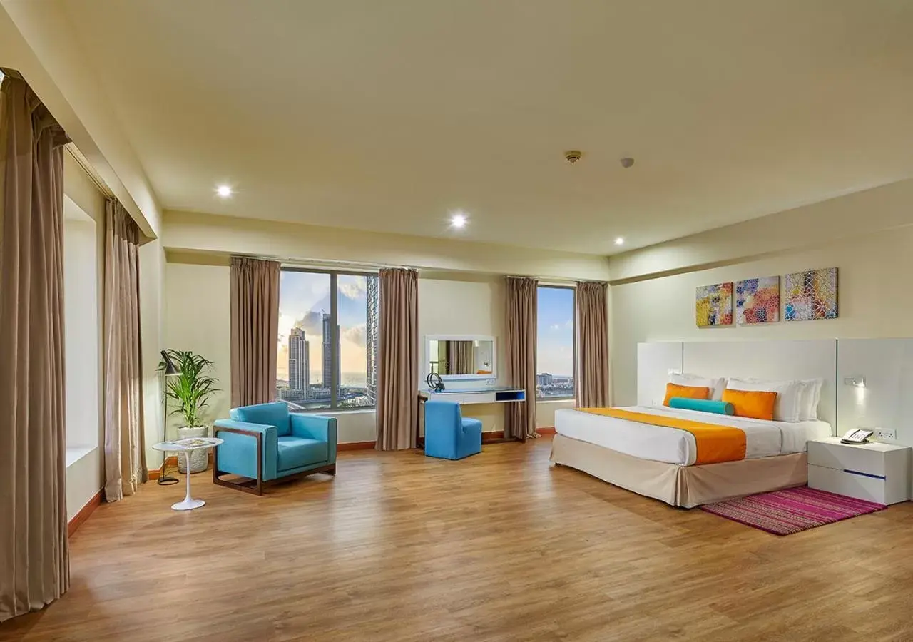 Bathroom, Bed in Ramada Hotel, Suites and Apartments by Wyndham Dubai JBR Bathroom, Bed in Ramada Hotel, Suites and Apartments by Wyndham Dubai JBR