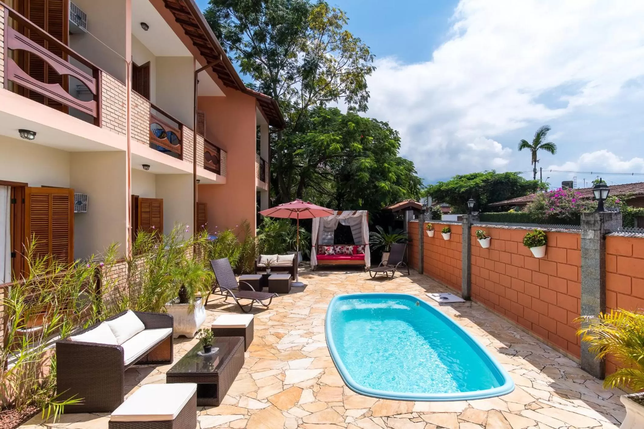Pool view in Pousada Mar Azul