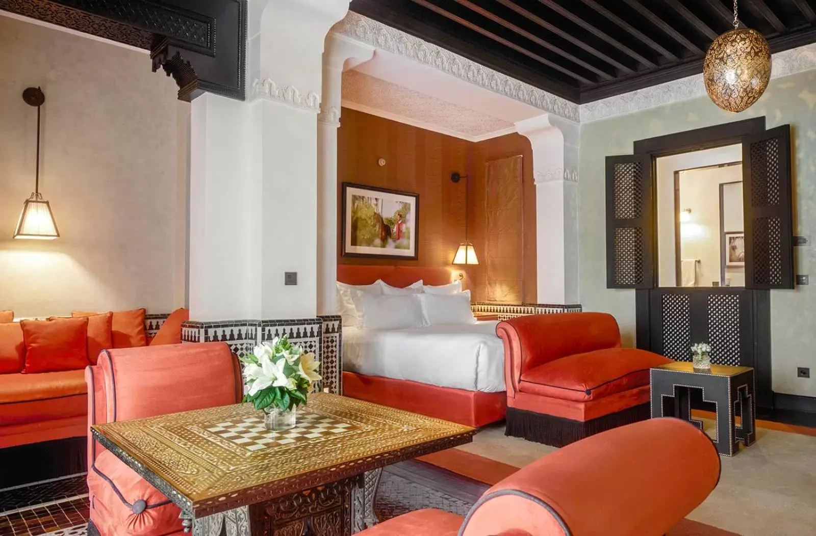 Bed, Seating Area in Selman Marrakech