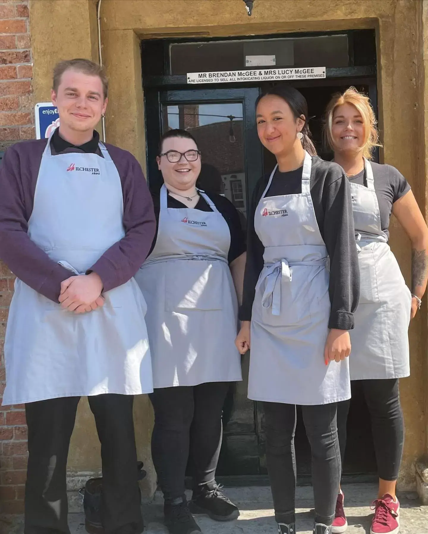 Staff in The Ilchester Arms Hotel, Ilchester Somerset
