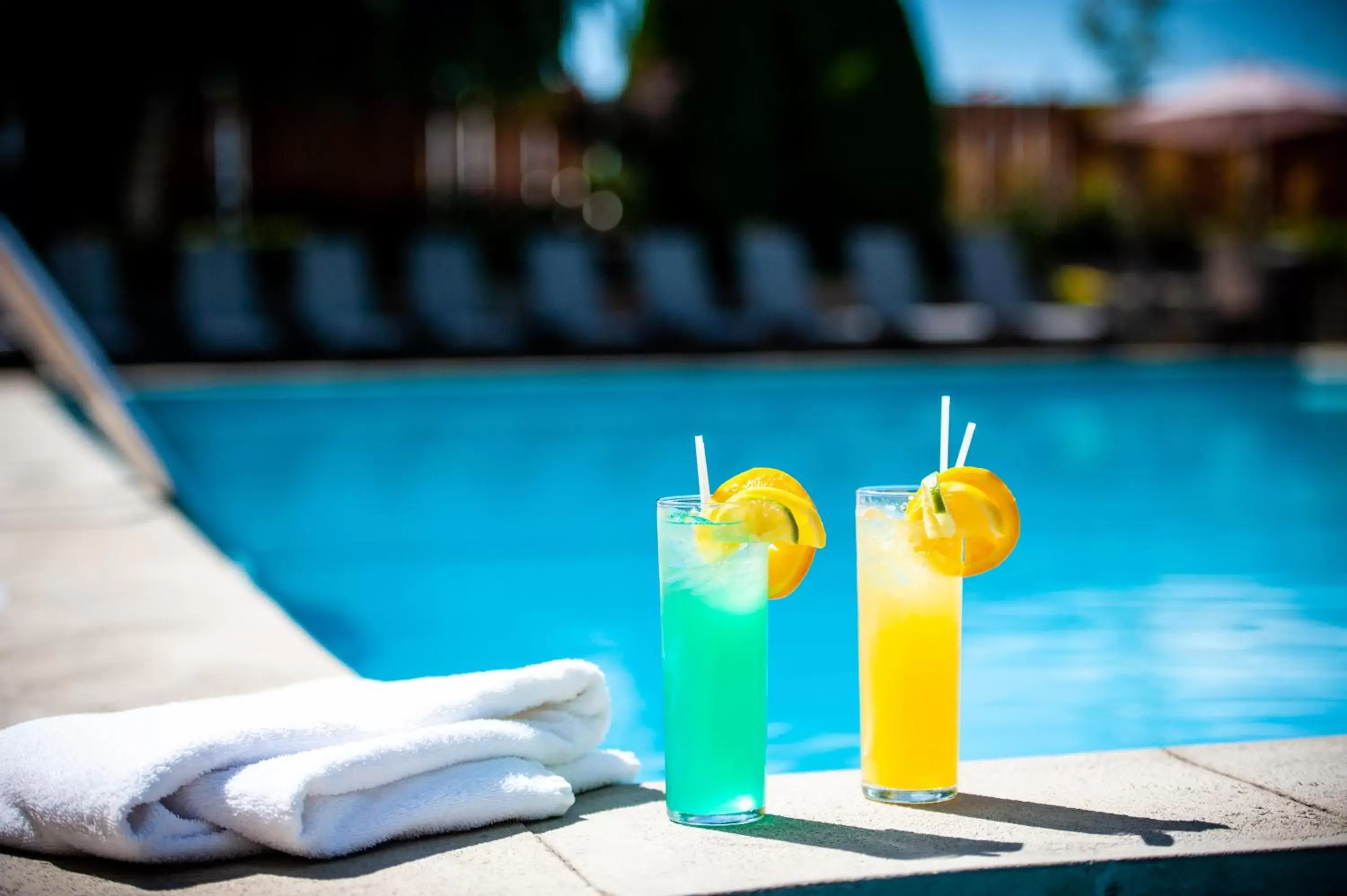 Patio, Swimming Pool in Hôtel Castel