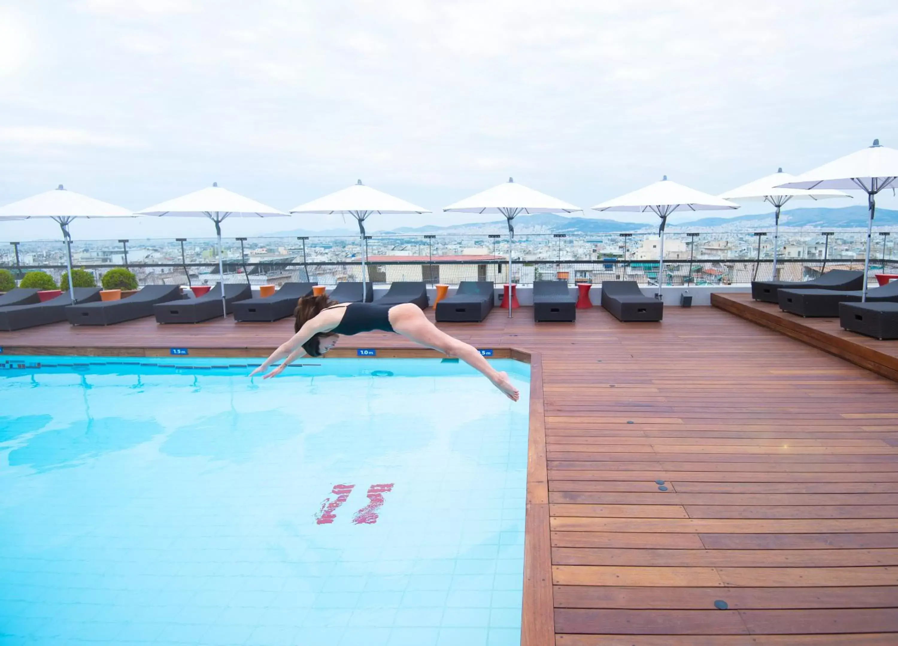 Balcony/Terrace, Swimming Pool in Novotel Athens