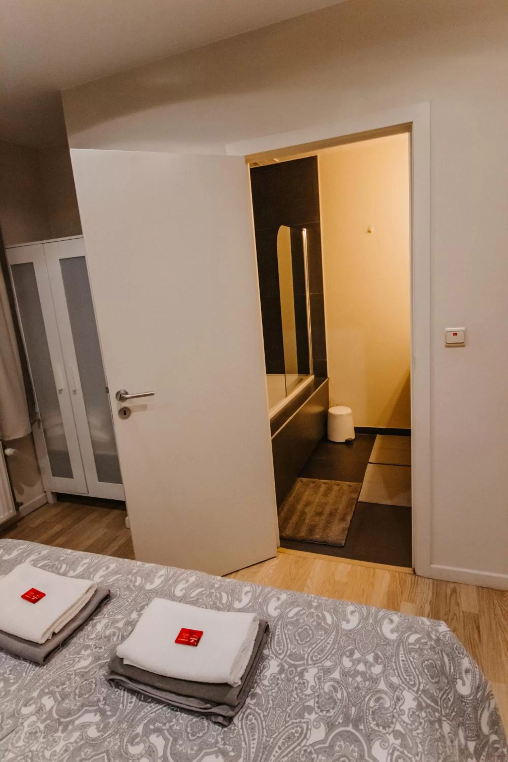 Bathroom, Bed in Central and Cozy in Brussels