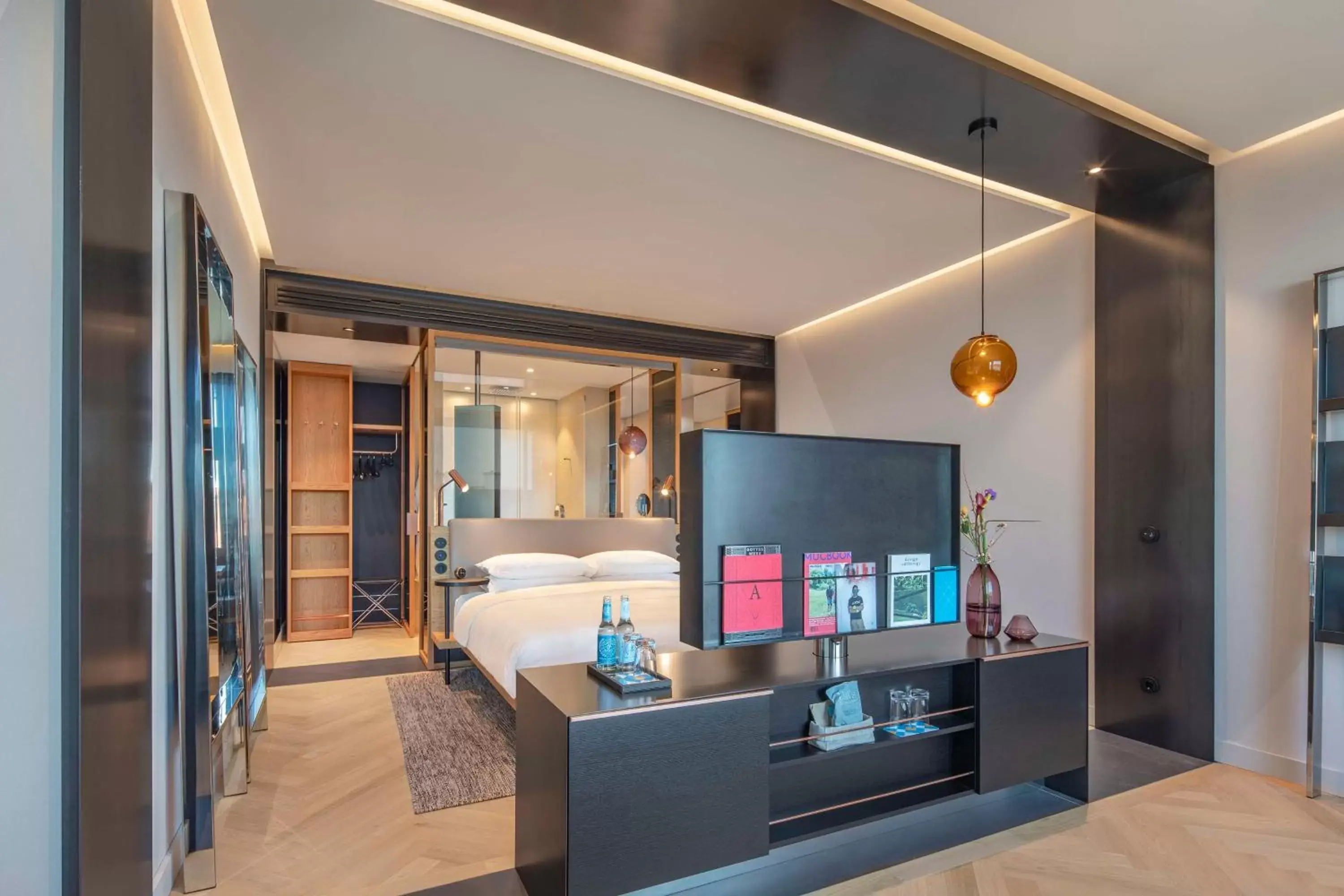 Bedroom, TV/Entertainment Center in Andaz Munich Schwabinger Tor - a concept by Hyatt