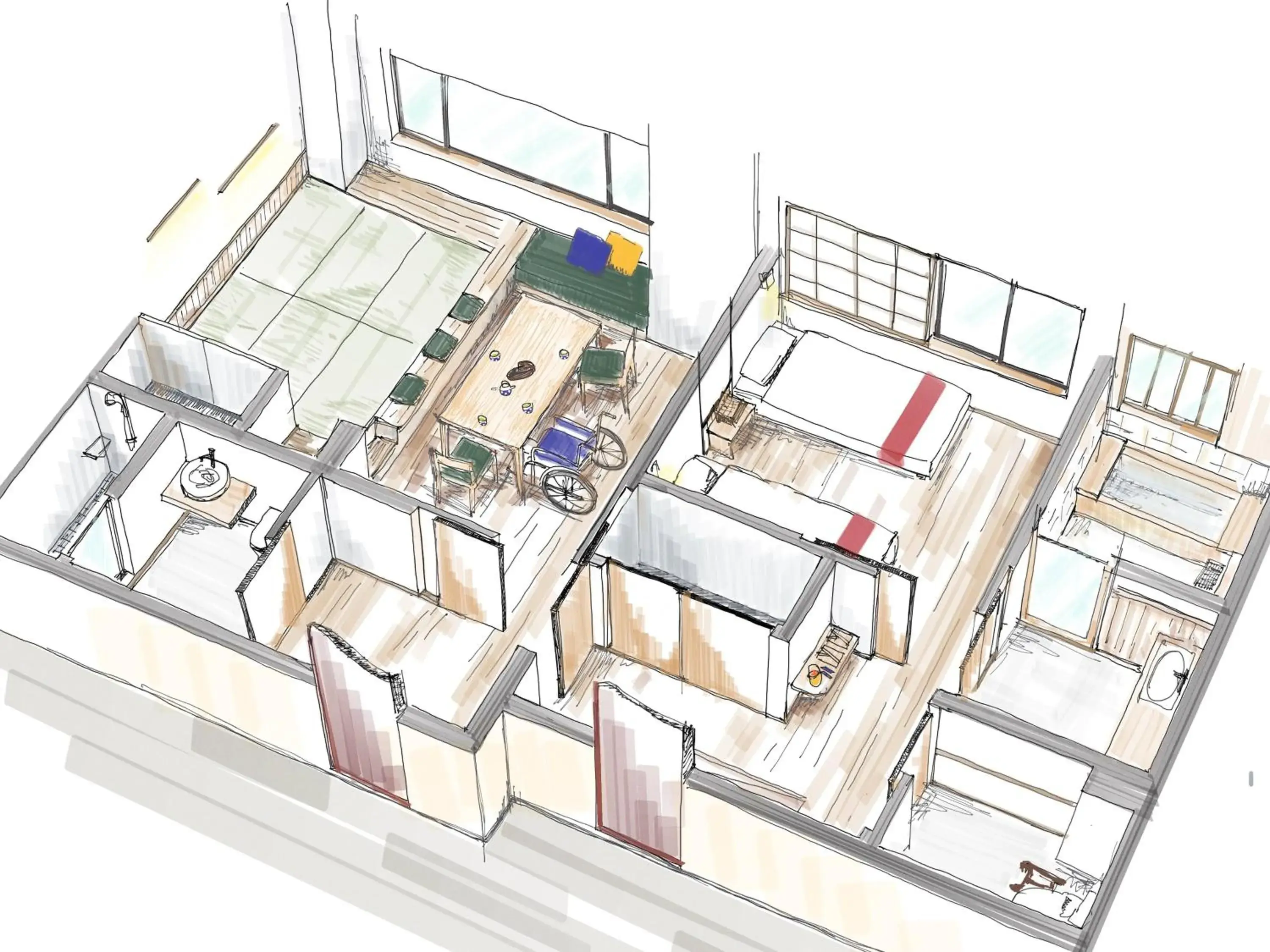 Photo of the whole room, Floor Plan in Ryokan Oomuraya