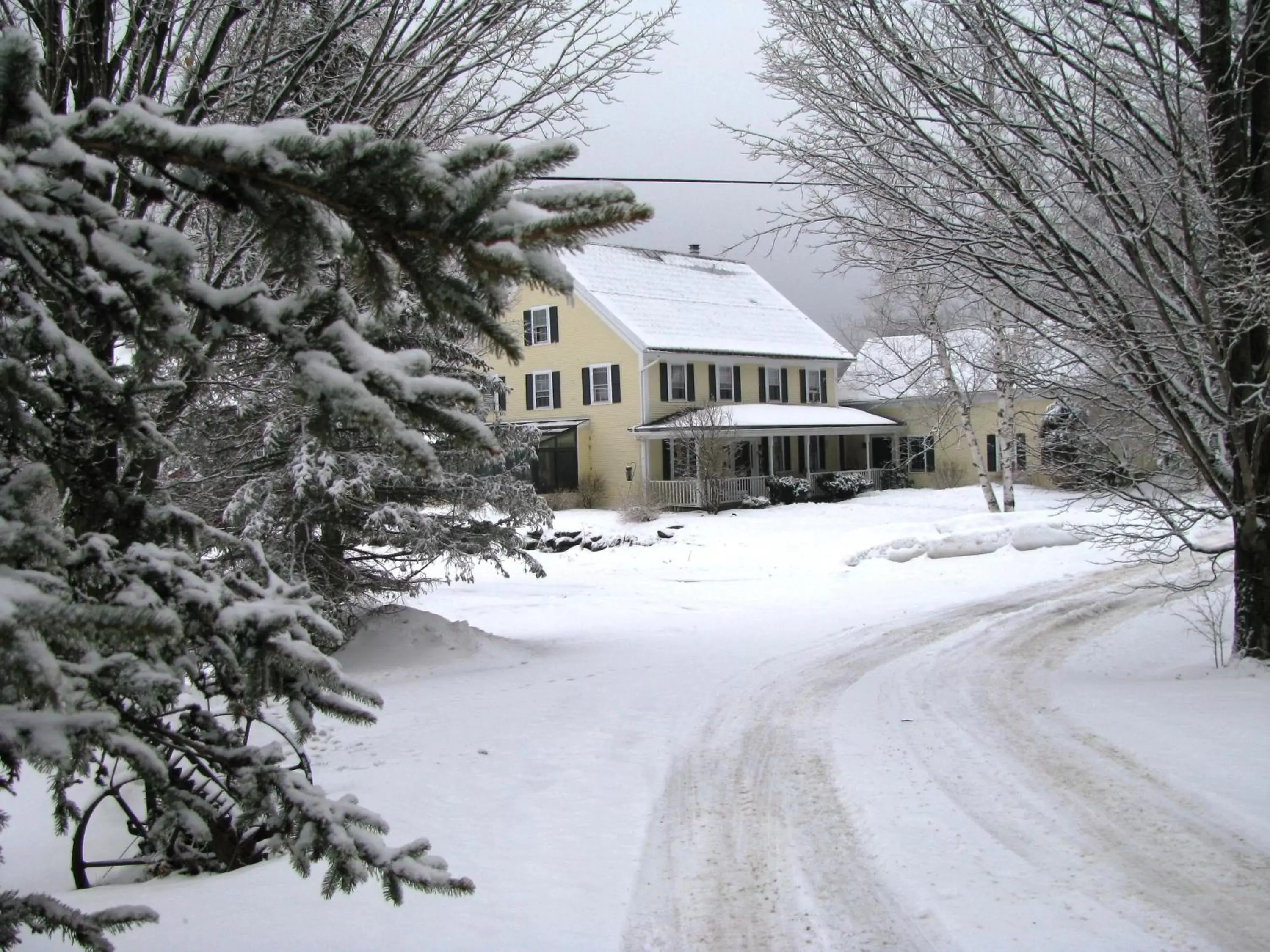 Facade/entrance, Winter in Inn at Buck Hollow Farm