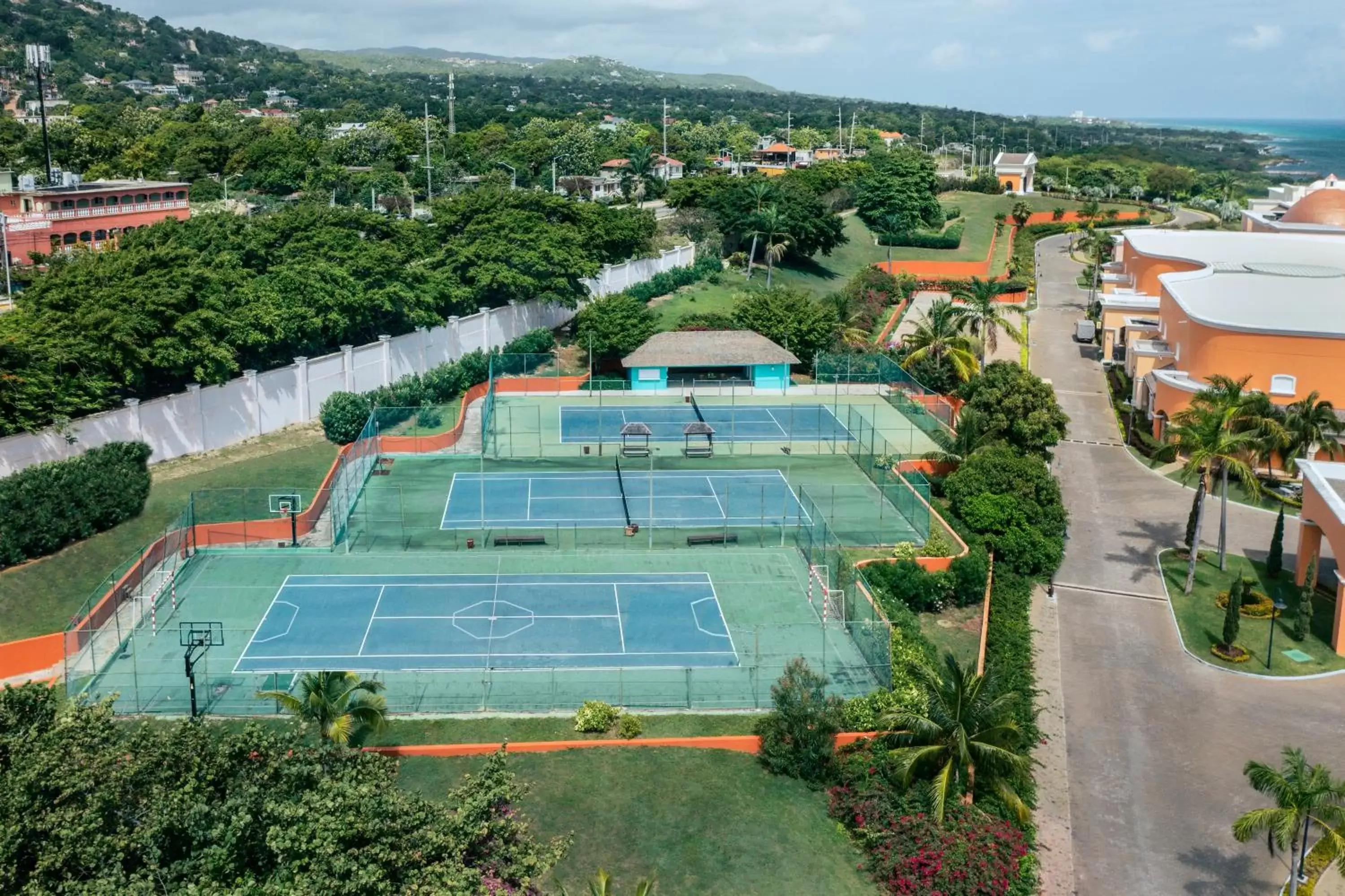 Tennis court, Bird's-eye View in Iberostar Selection Rose Hall Suites