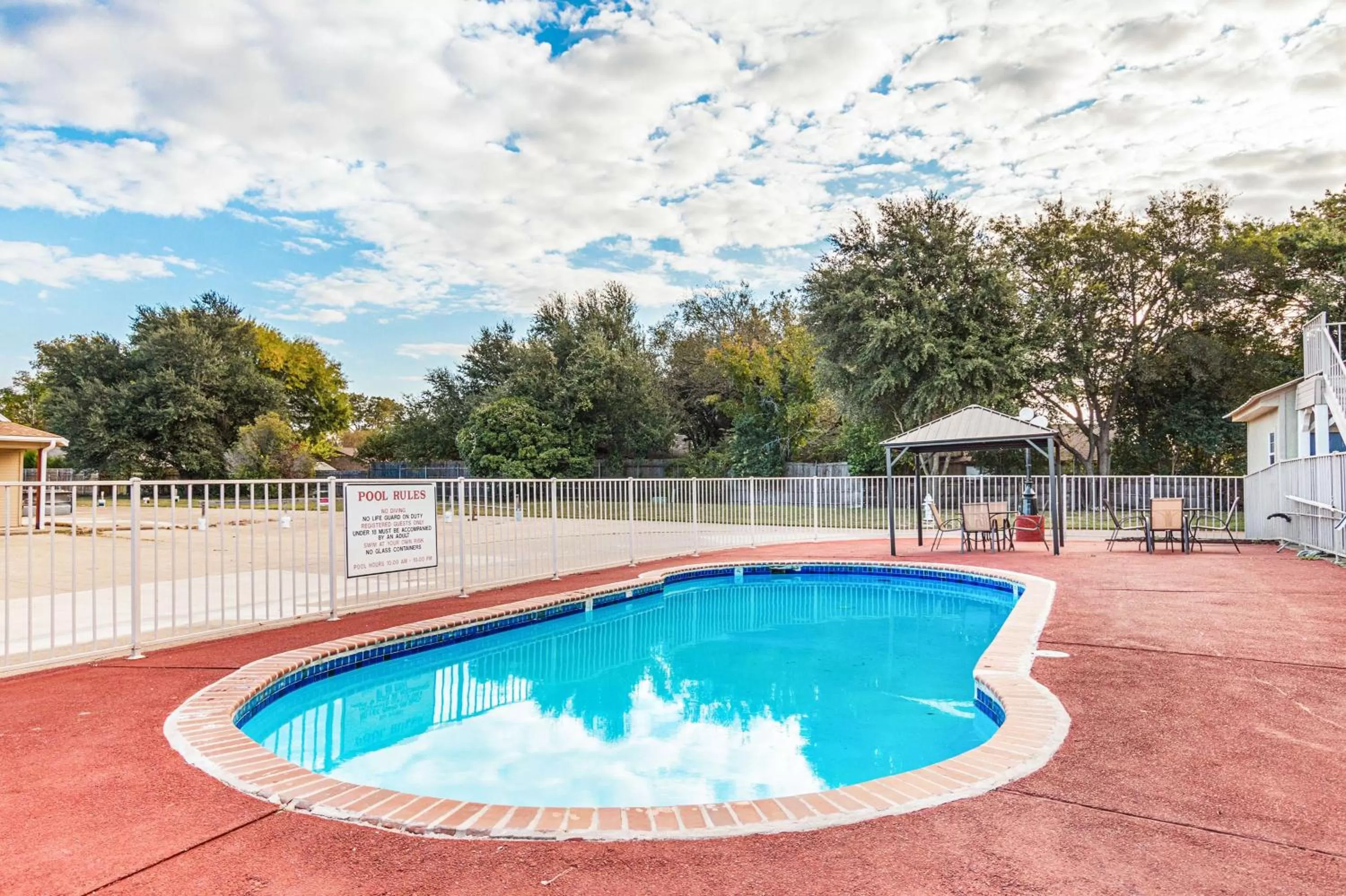 Pool view in Motel 6-Waxahachie, TX