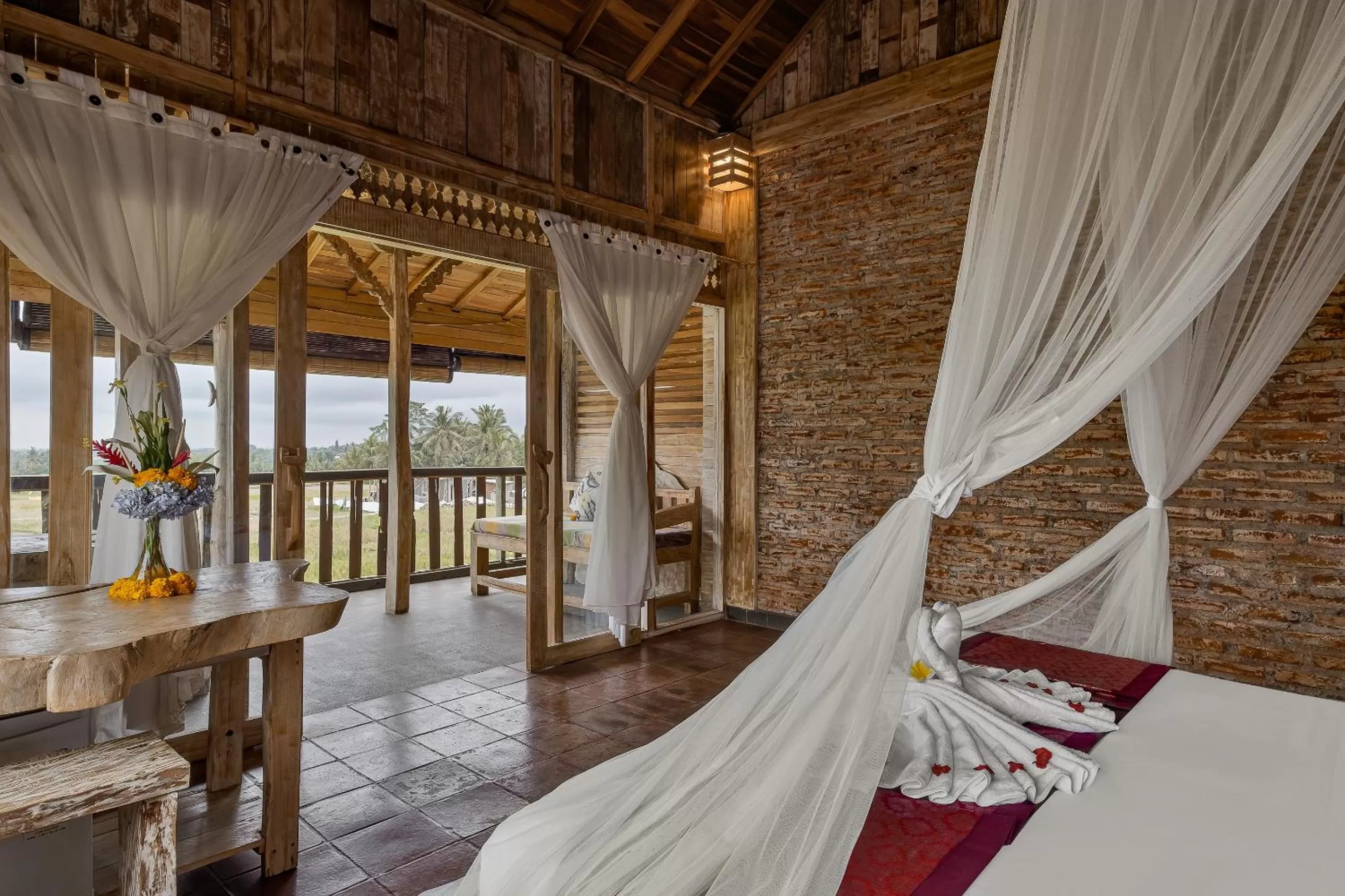 Bed in Joglo Organik Guesthouse