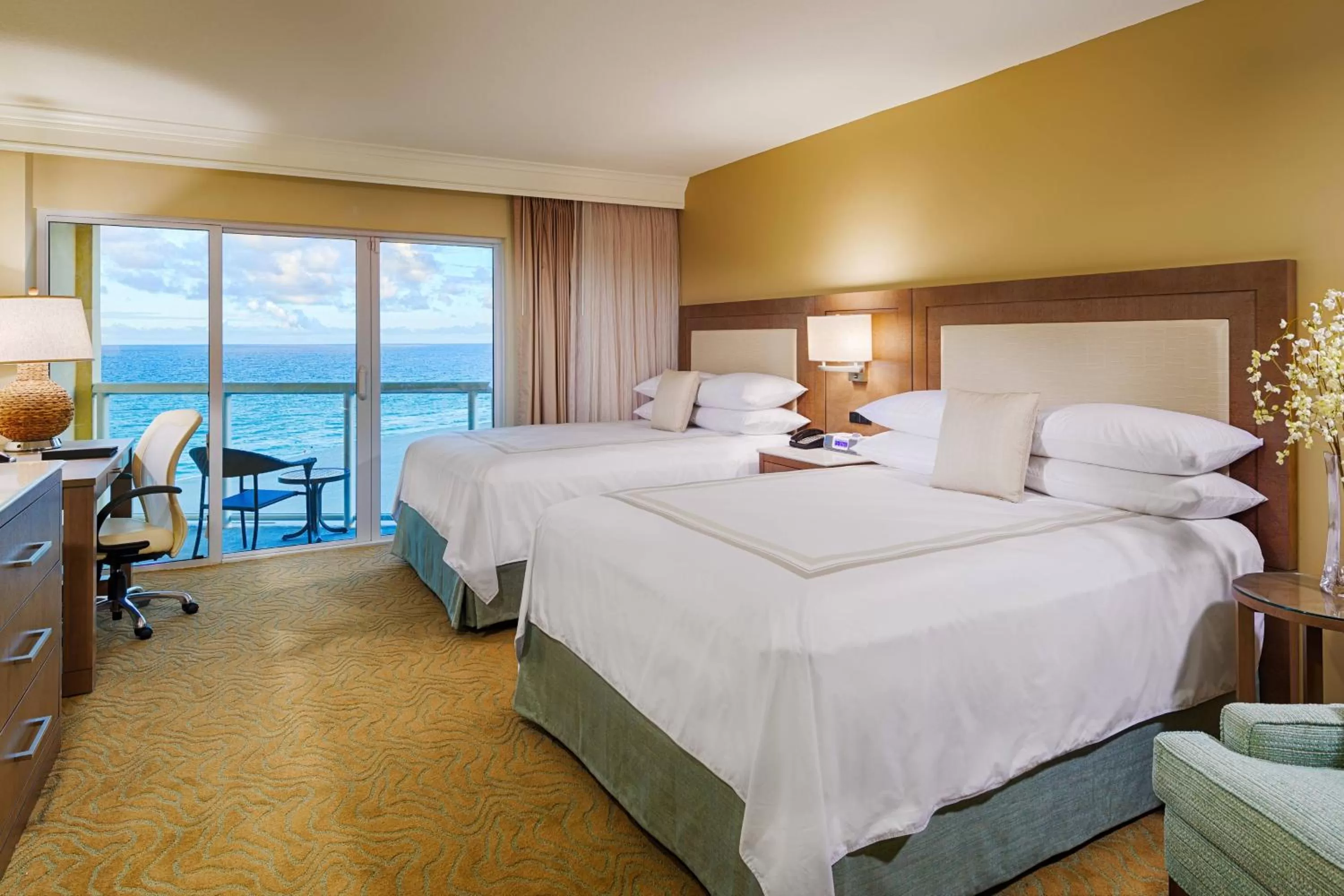 Queen Room with Two Queen Beds, Balcony and Ocean View - Hearing Accessible in Fort Lauderdale Marriott Pompano Beach Resort and Spa