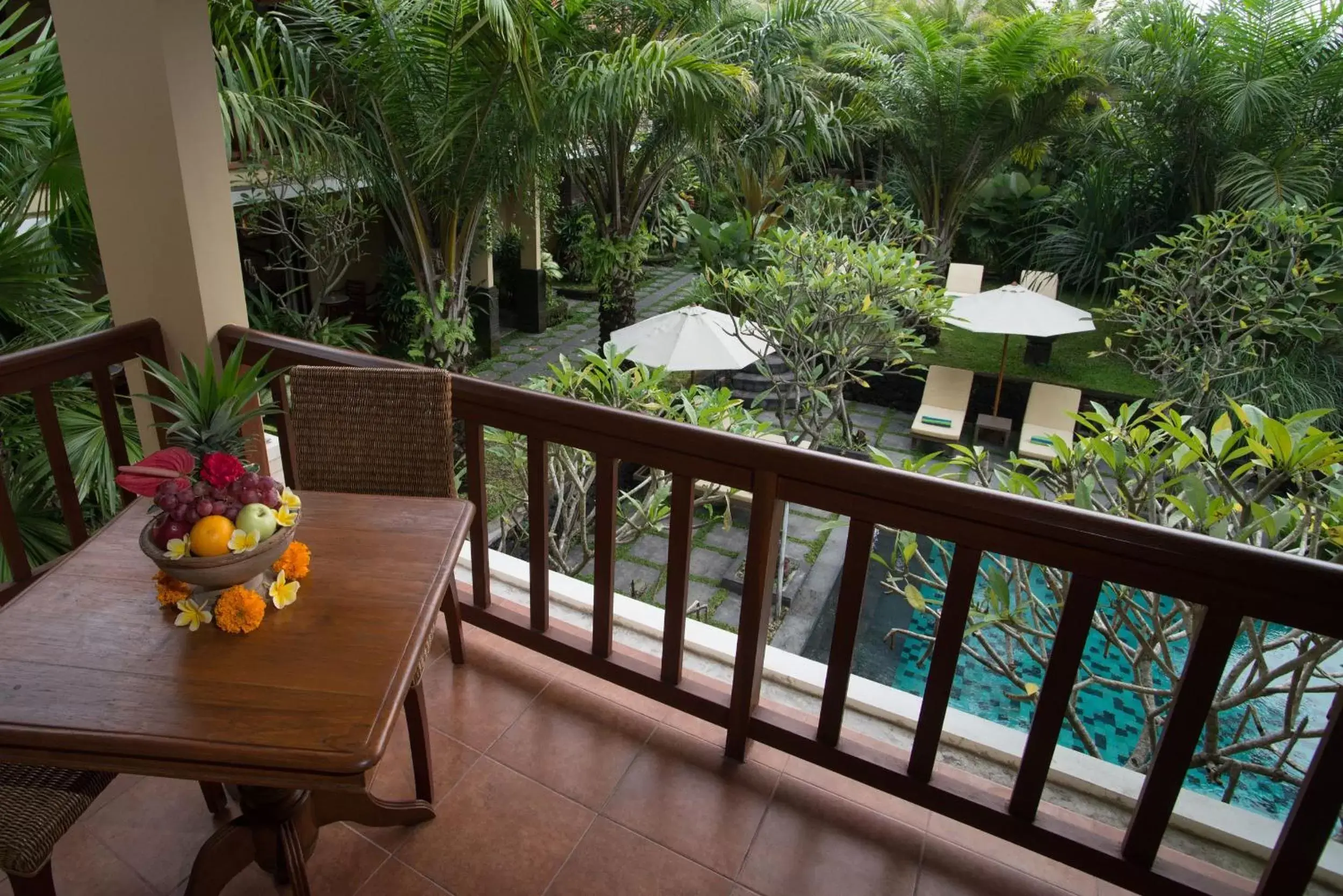 Balcony/Terrace, Pool View in Kori Ubud Resort, Restaurant & Spa