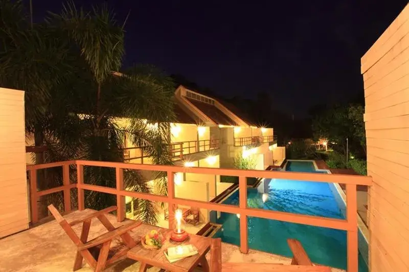 Balcony/Terrace, Pool View in Belle Villa Resort, Pai