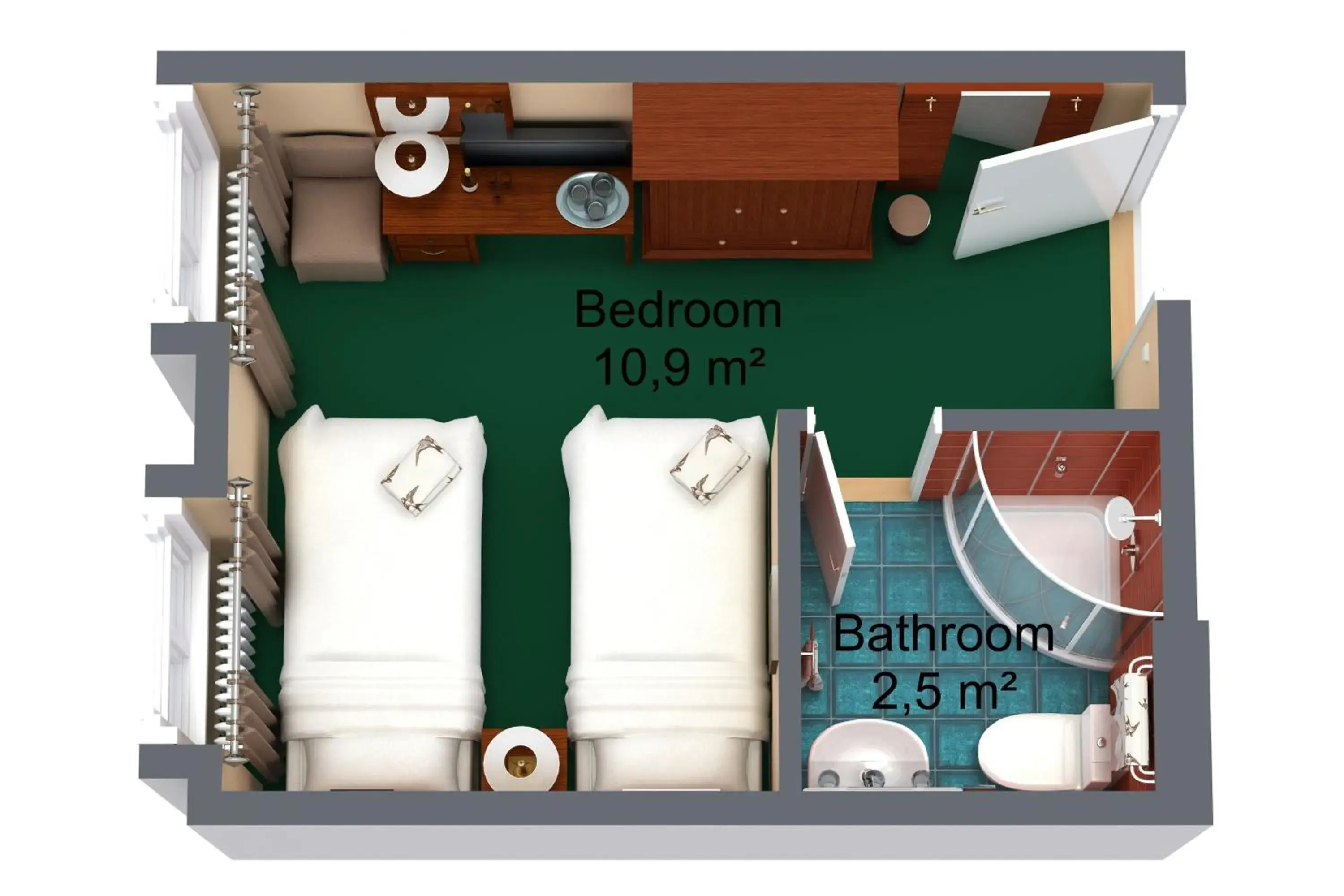 Photo of the whole room, Floor Plan in Hotel William