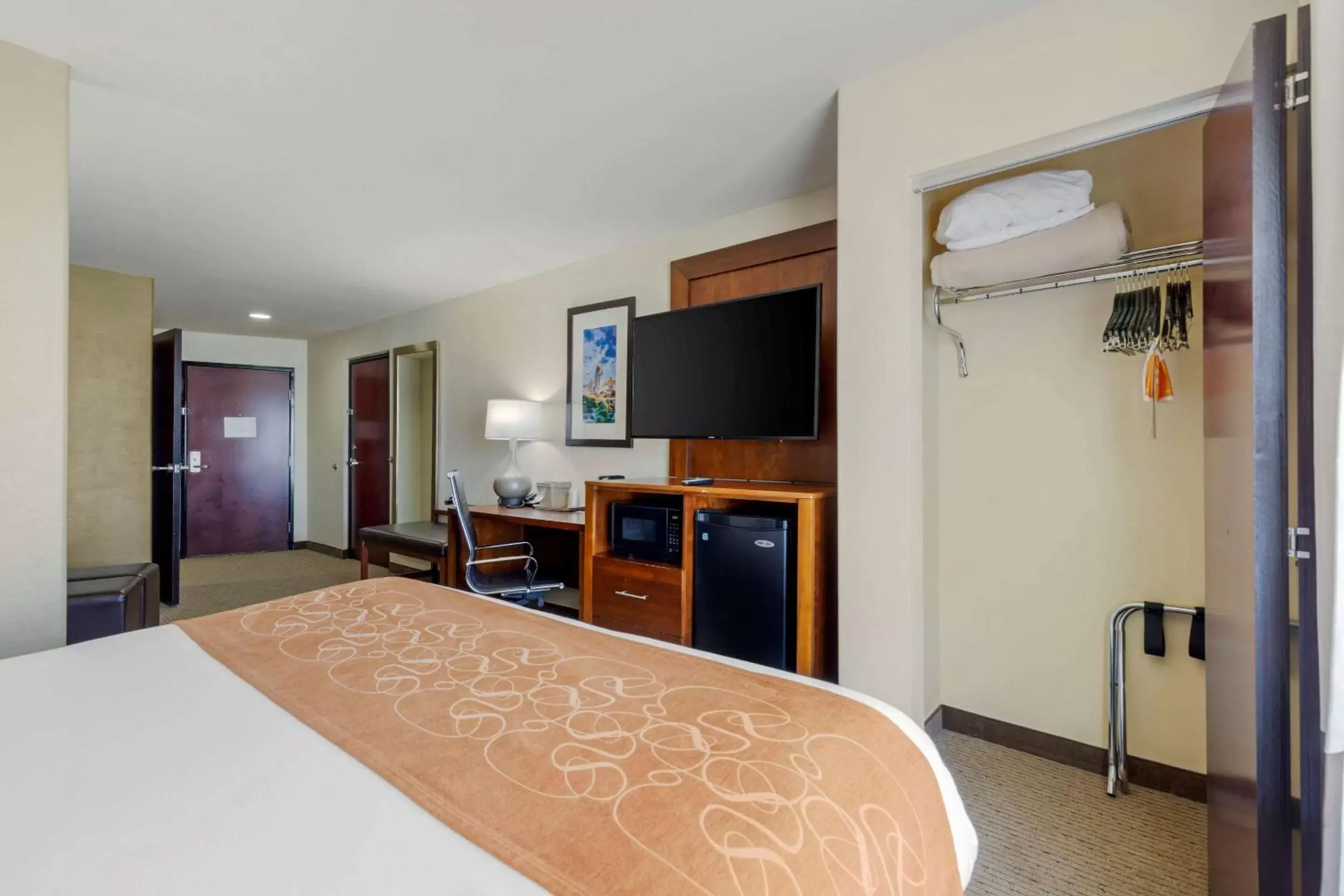 Bedroom, TV/Entertainment Center in Comfort Suites North Pflugerville - Austin North