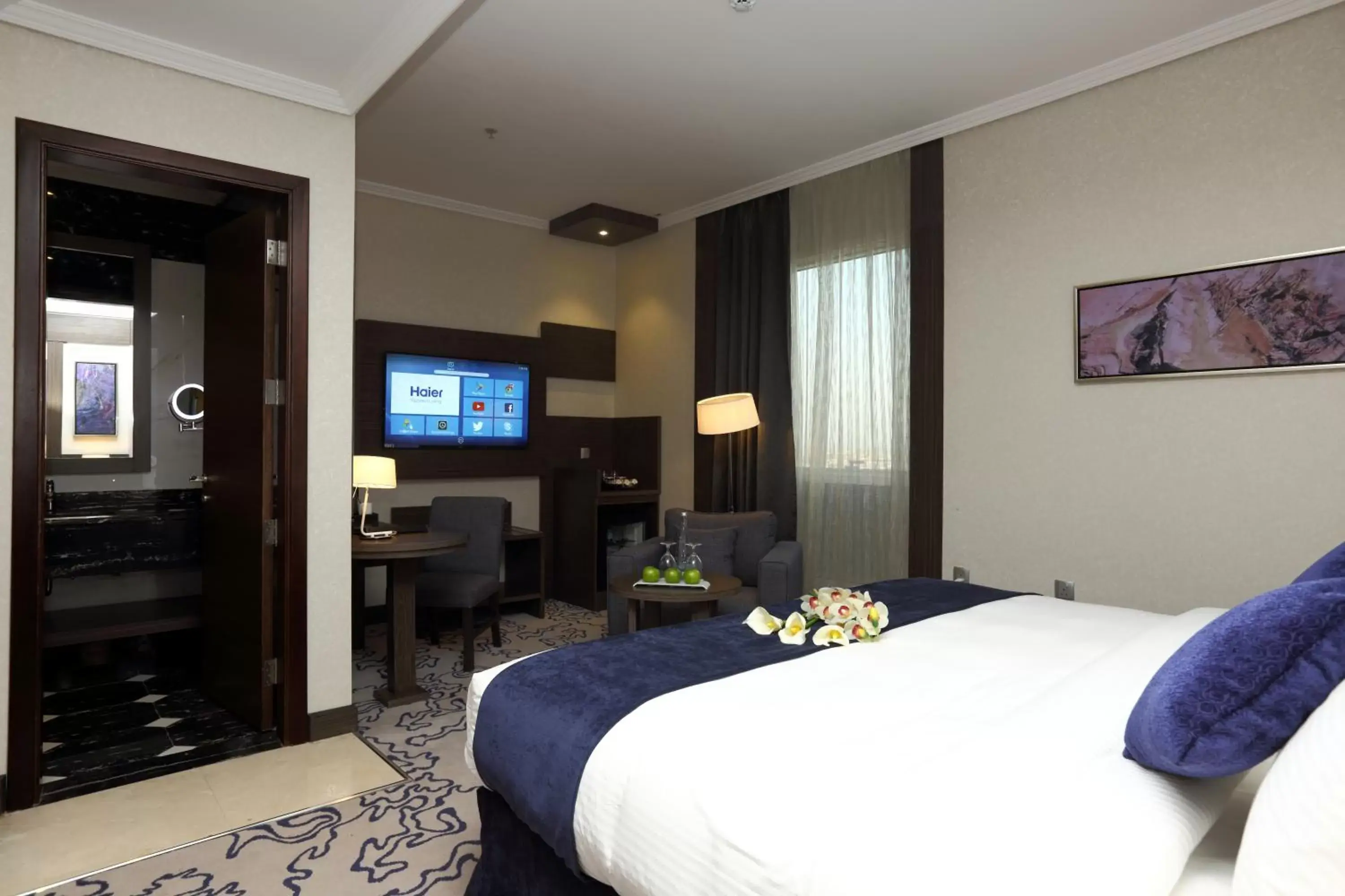 TV and multimedia, Bed in Swiss Flora Royal Hotel Riyadh TV and multimedia, Bed in Swiss Flora Royal Hotel Riyadh