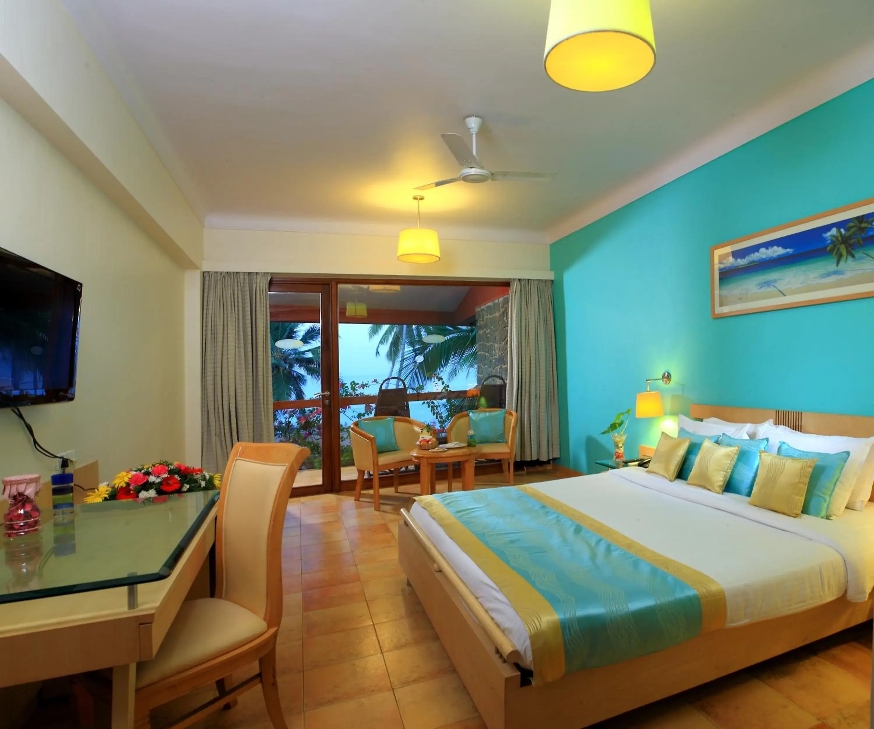 Bed in Uday Samudra Leisure Beach Hotel