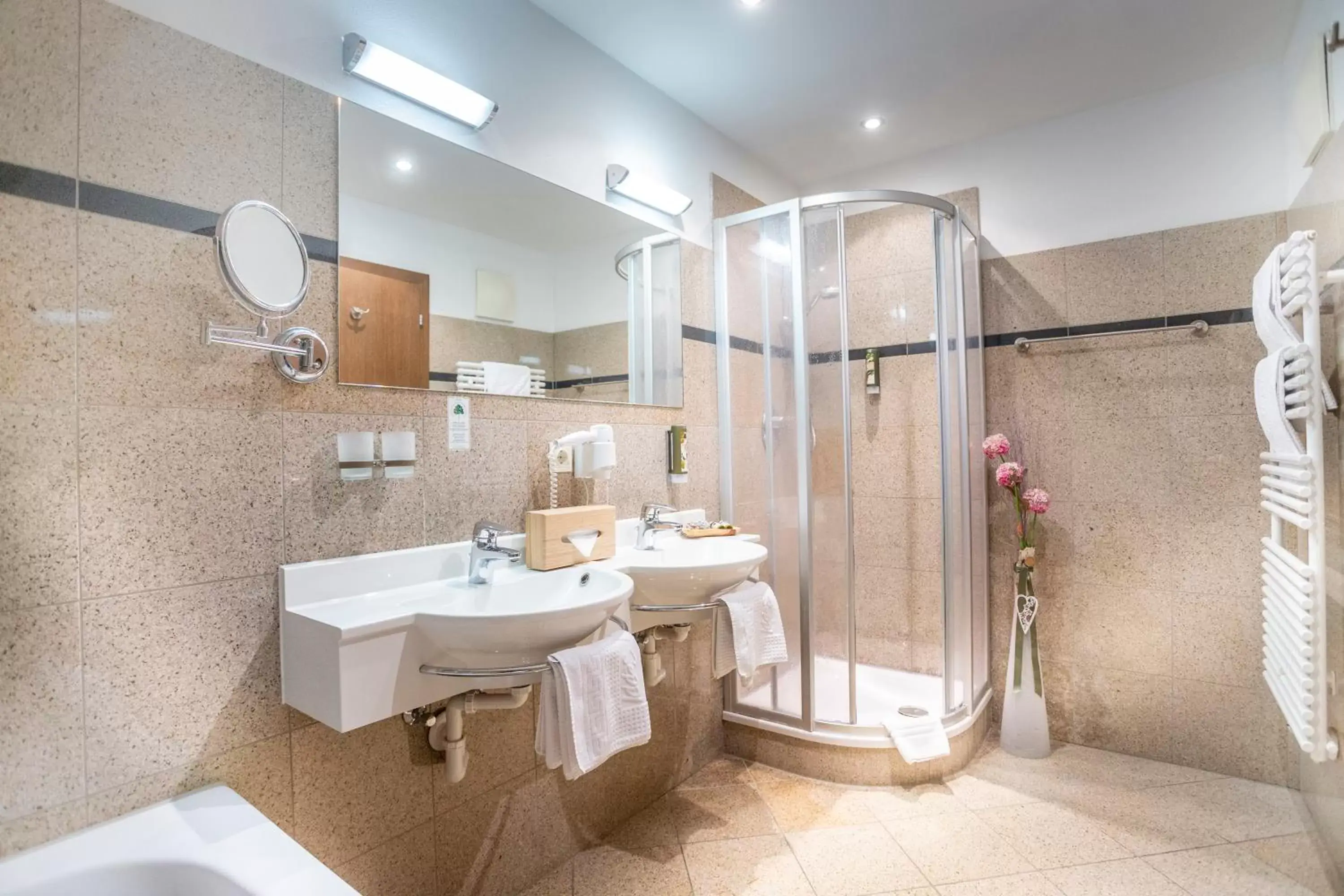 Shower, Bathroom in Hotel Seppl