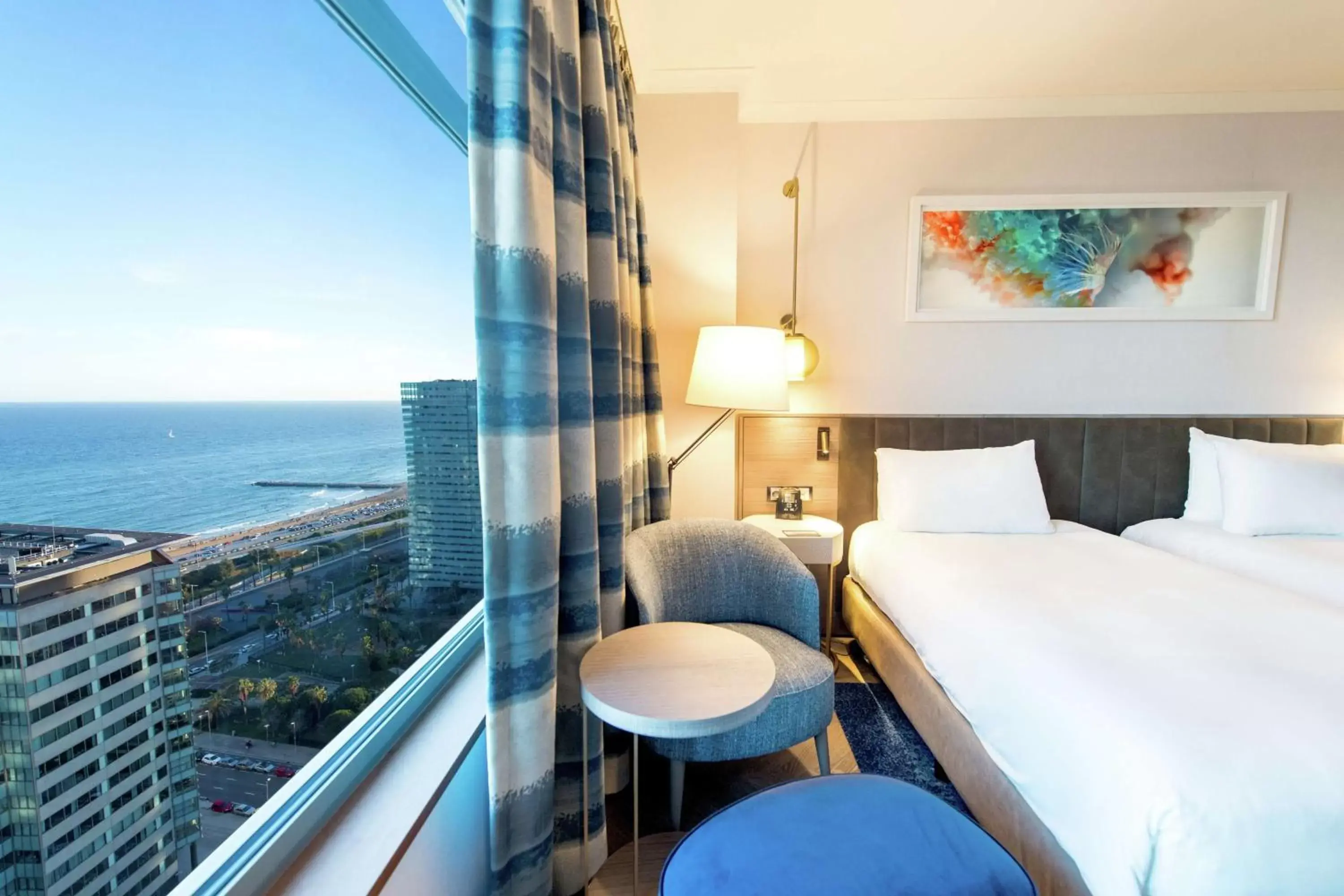 Bed in Hilton Diagonal Mar Barcelona