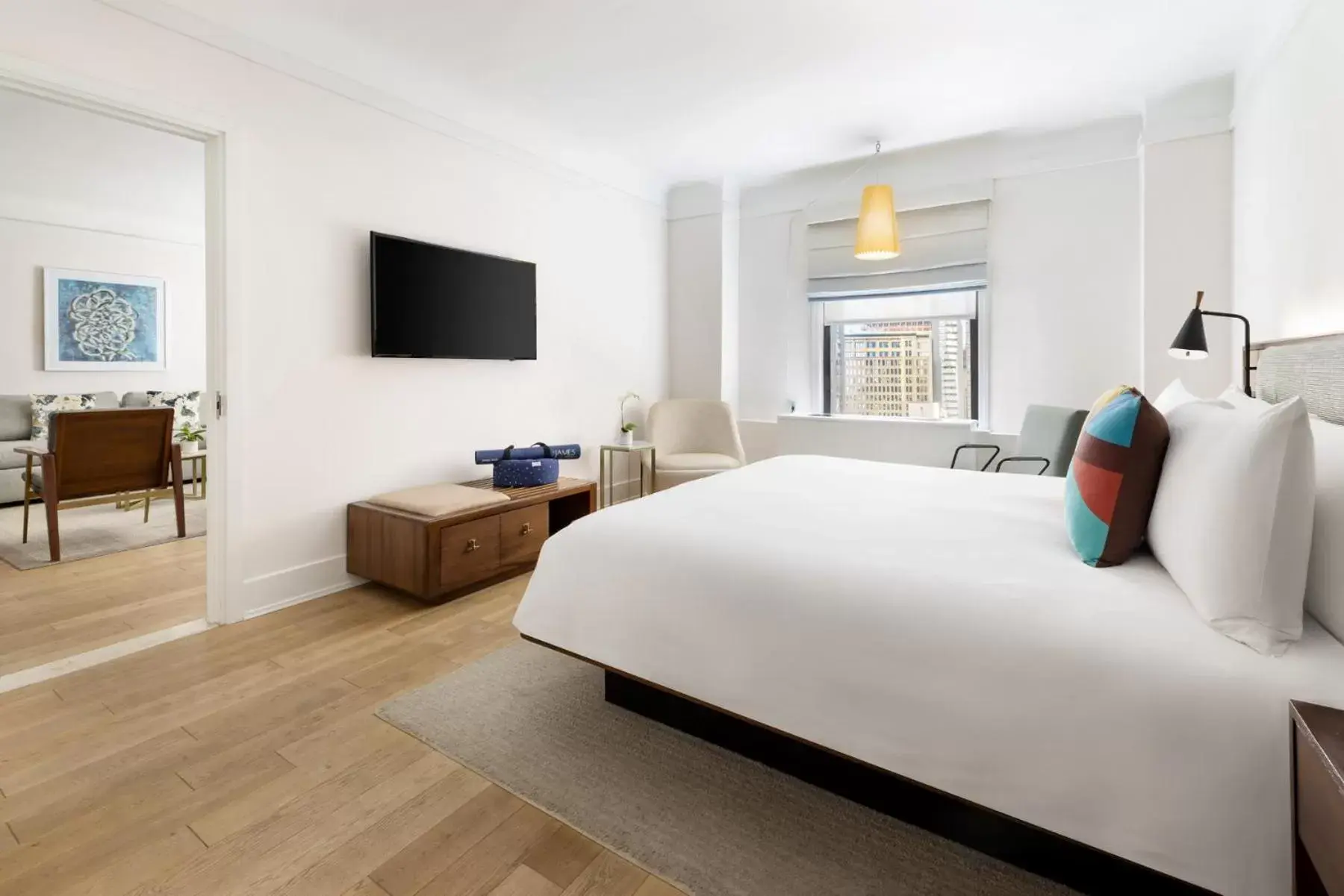Bed, TV/Entertainment Center in The James New York - NoMad
