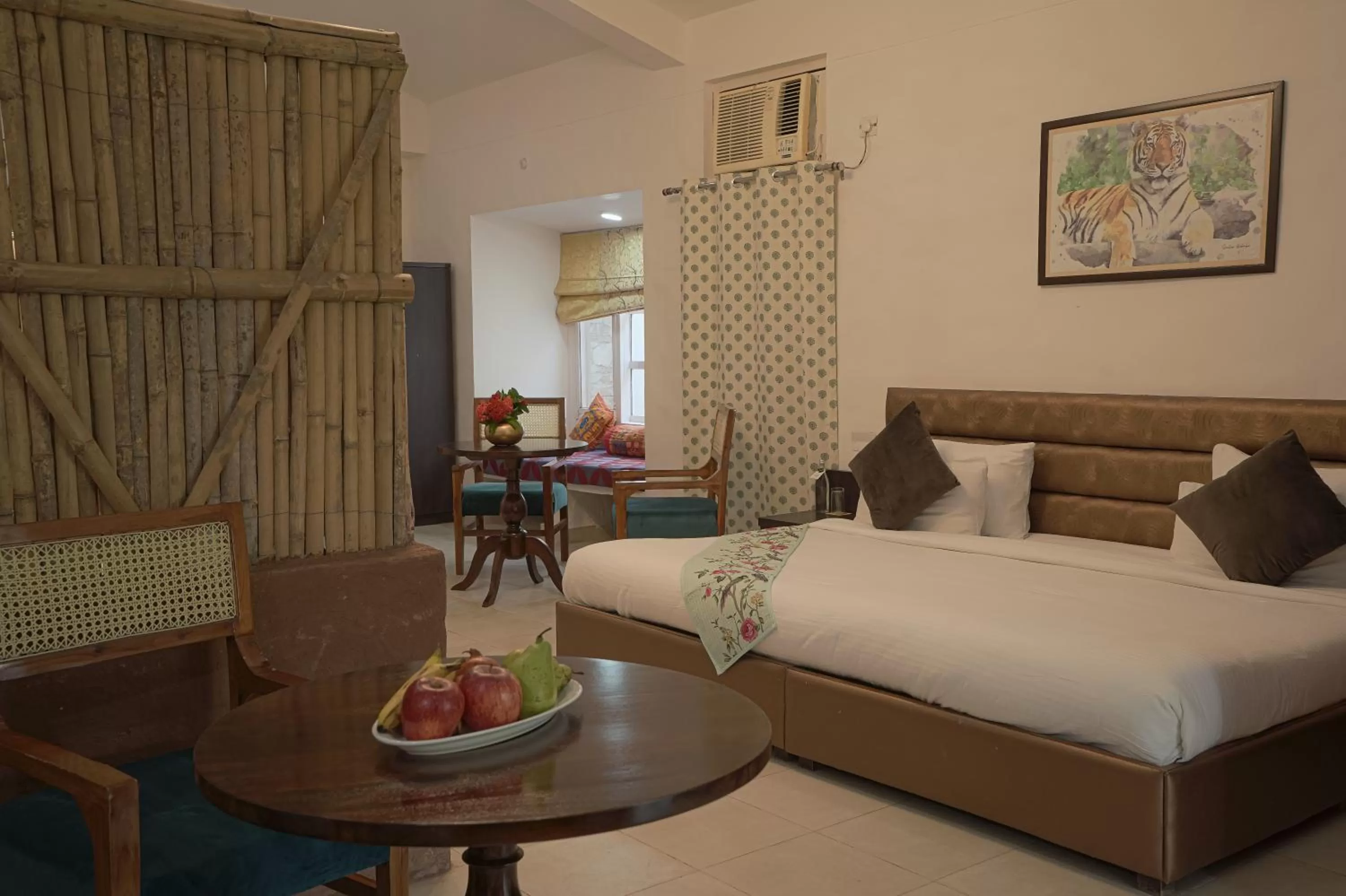 air conditioner, Bed in Astroport Sariska Treetop by Eight Continents