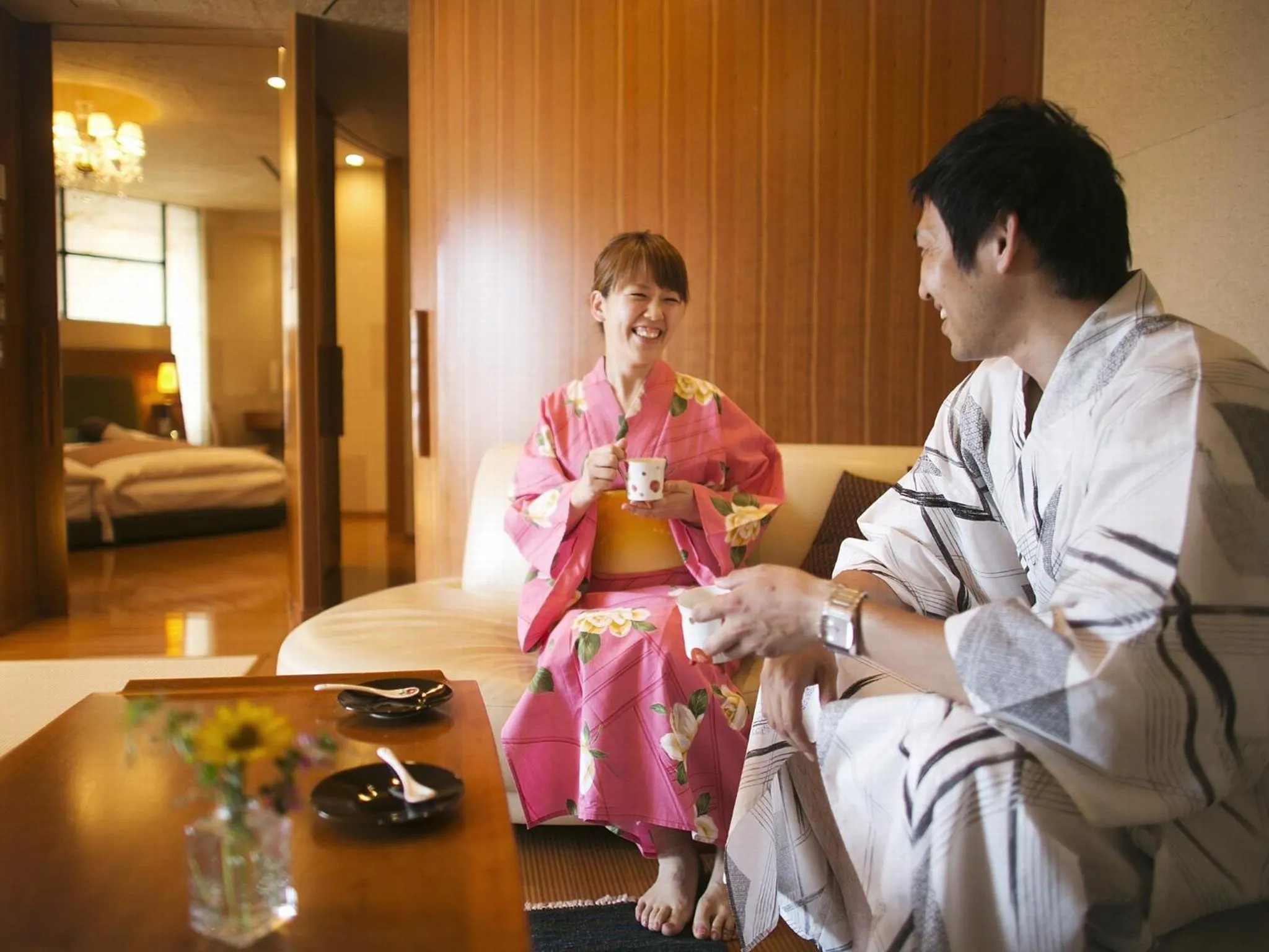 People, Bed in Honjin Hiranoya Kachoan