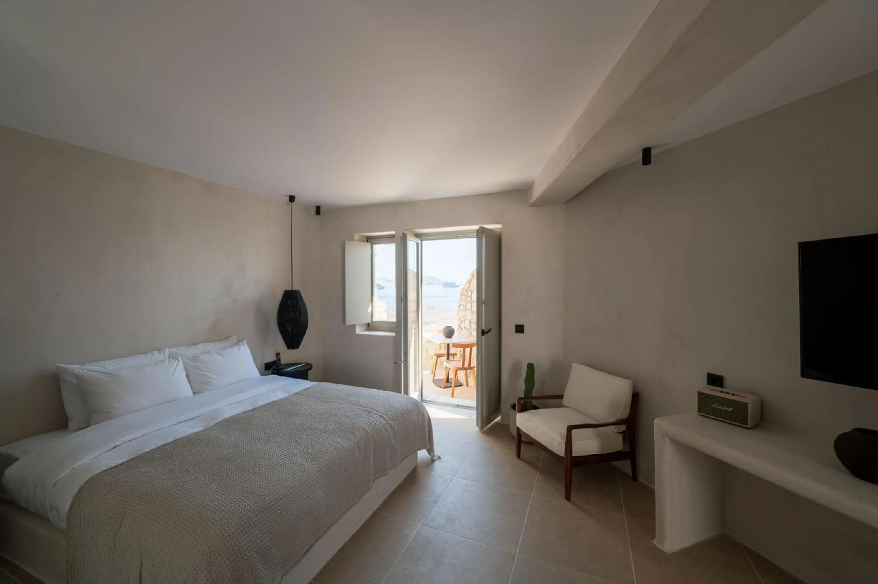 Bed in Rocabella Mykonos Hotel