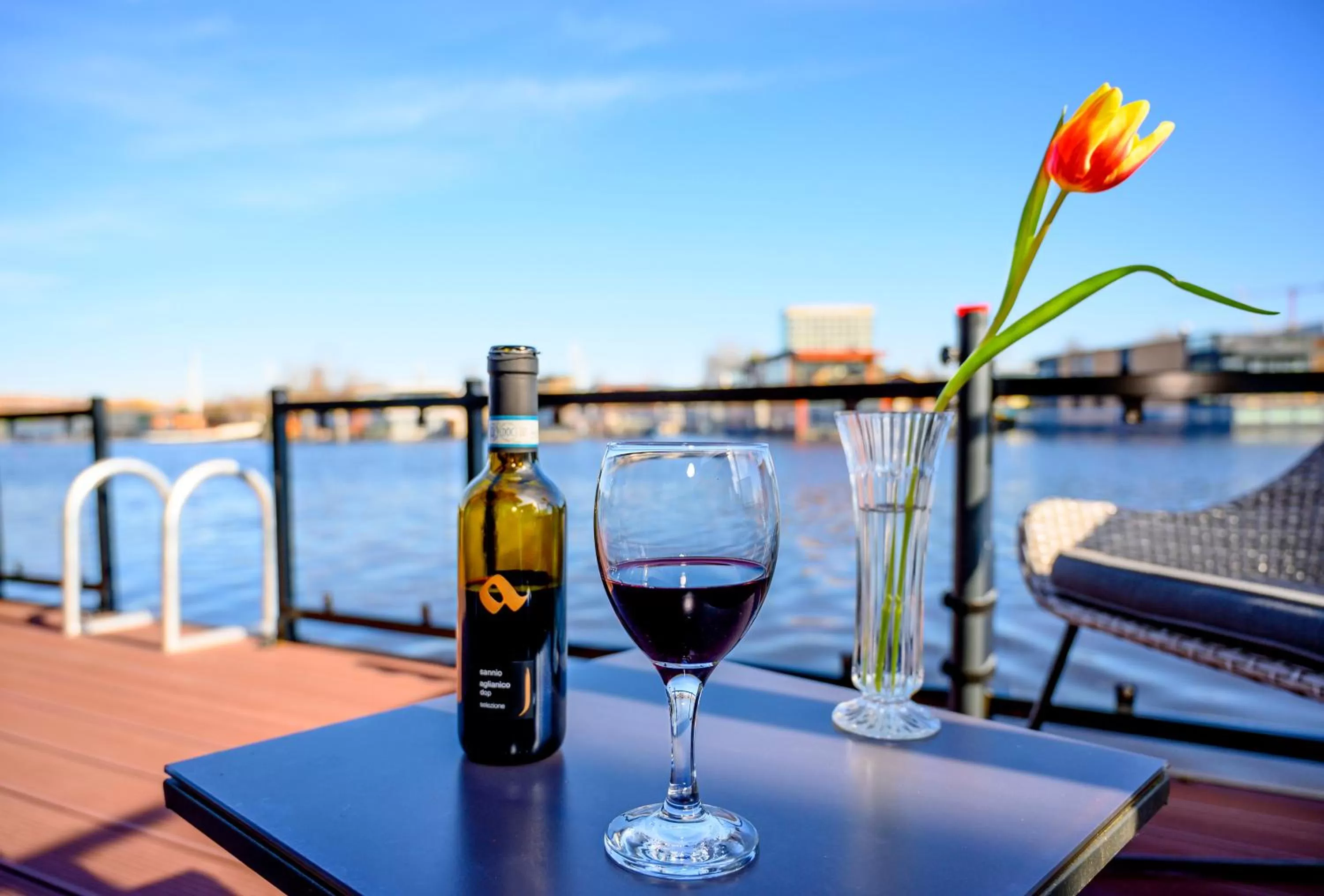 River view in Houseboat studio with canalview and free bikes