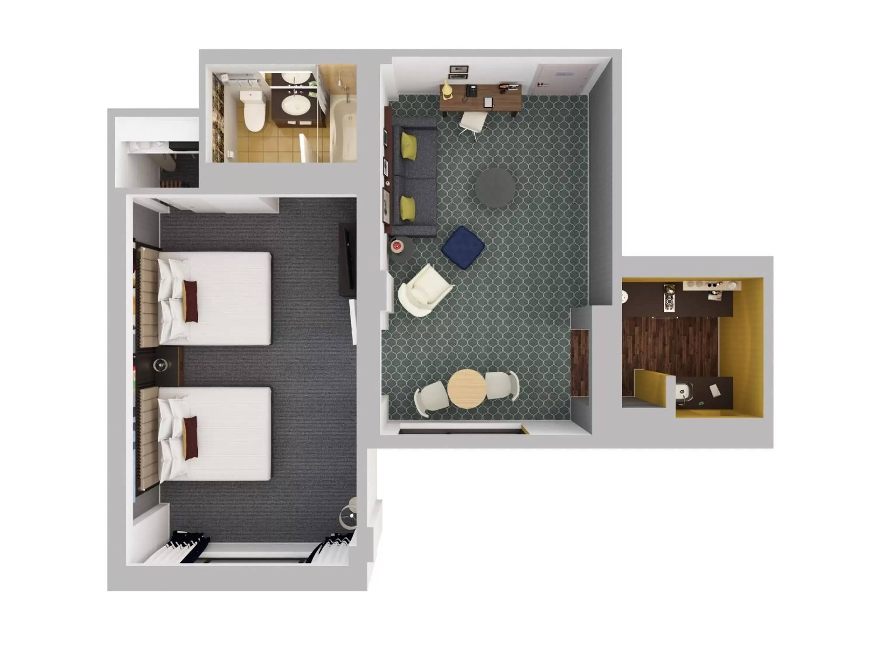 Photo of the whole room, Floor Plan in The Fifty Sonesta Select New York