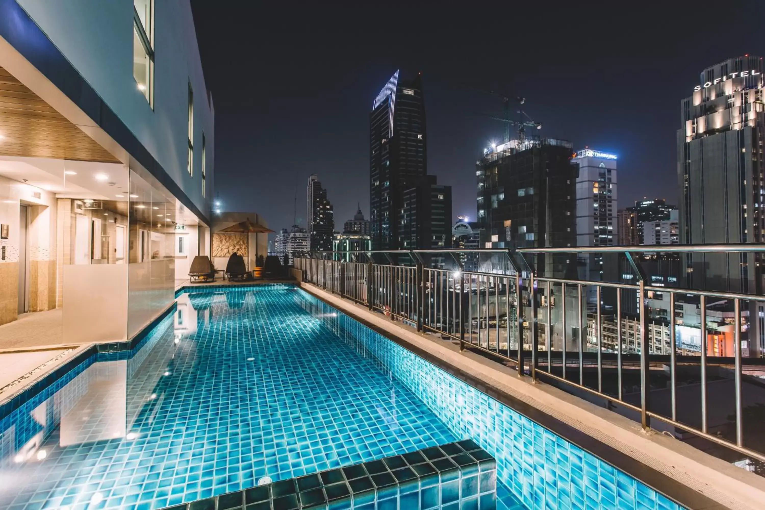 Night, Swimming Pool in Adelphi Suites Bangkok - SHA Extra Plus