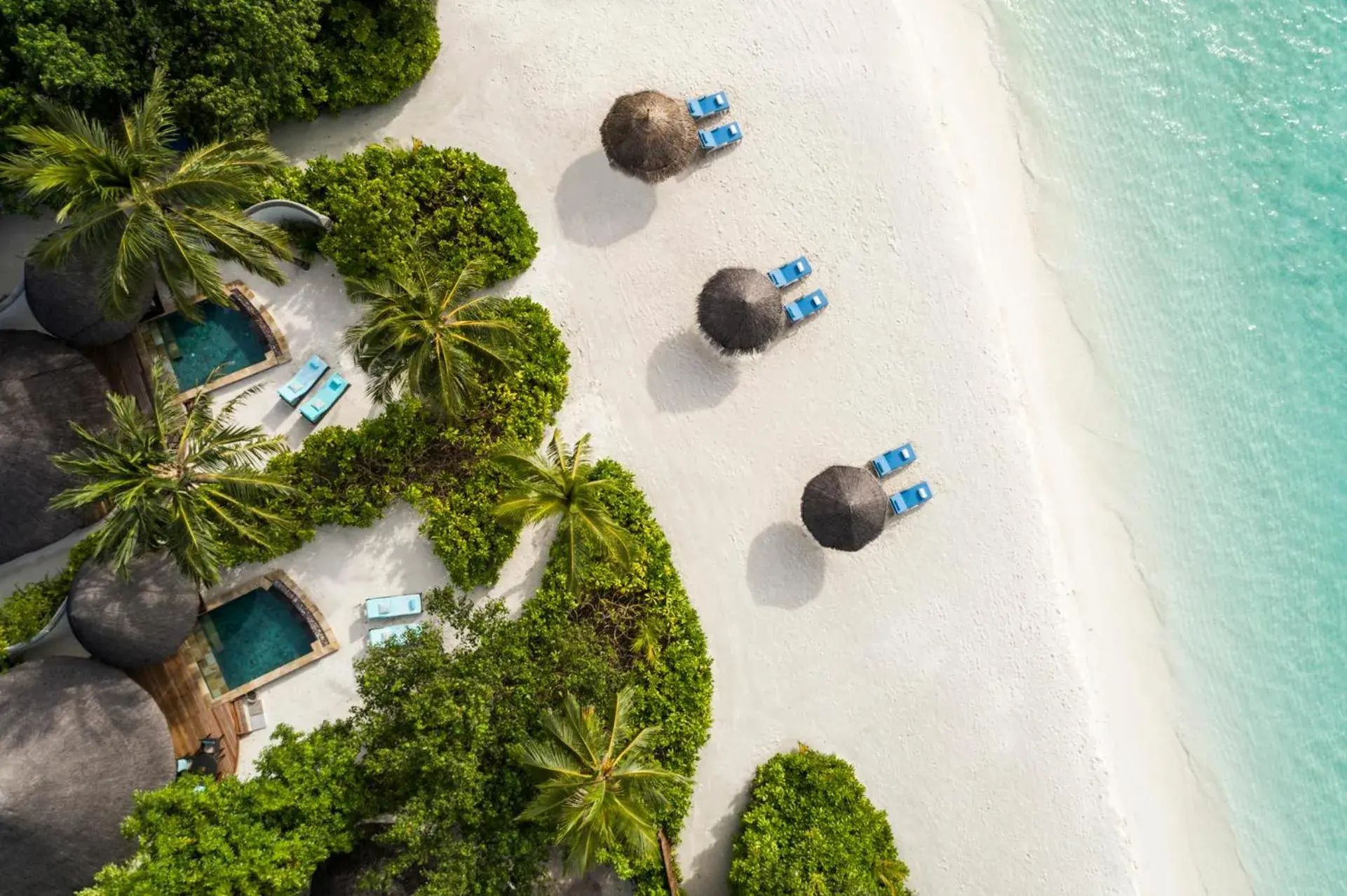 Beach, Bird's-eye View in Four Seasons Resort Maldives at Kuda Huraa