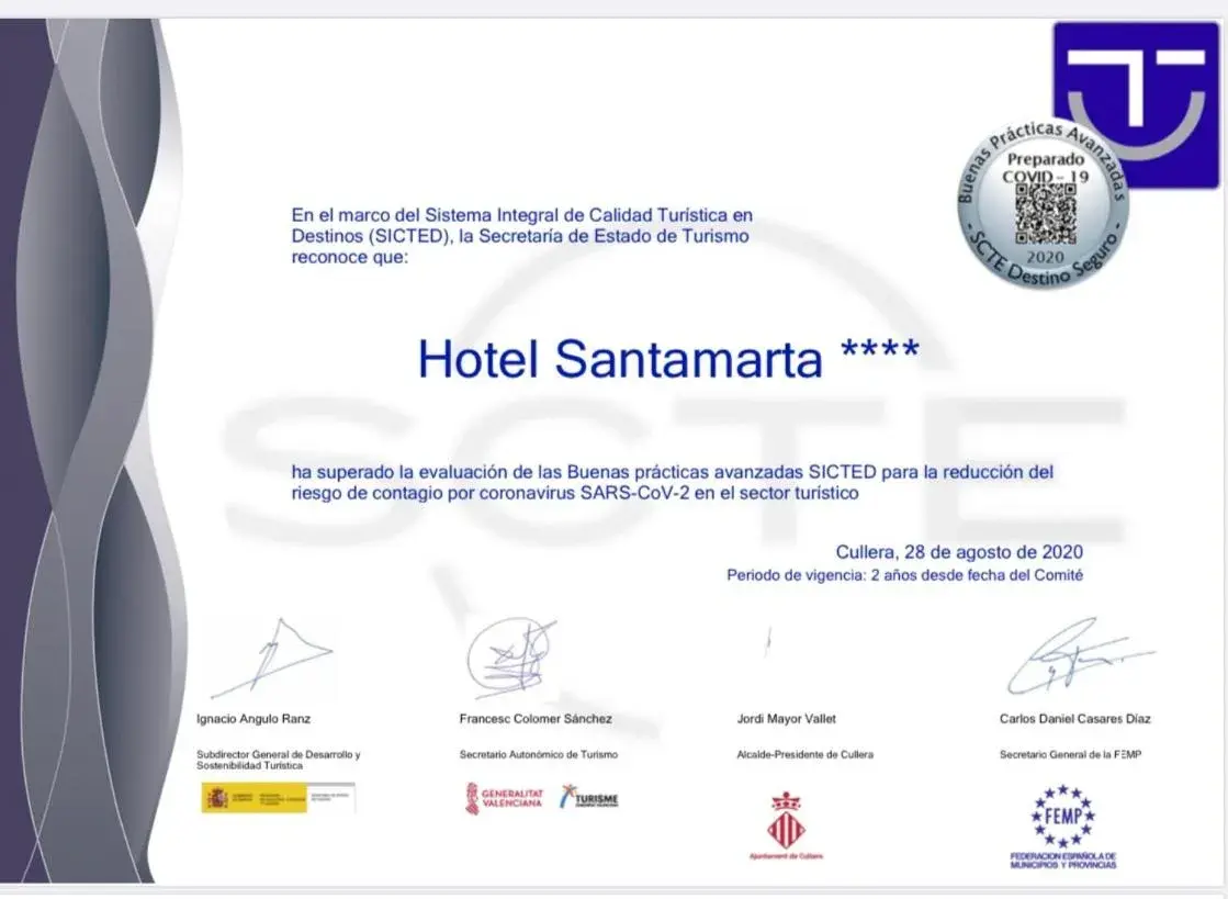 Certificate/Award in Hotel Santamarta