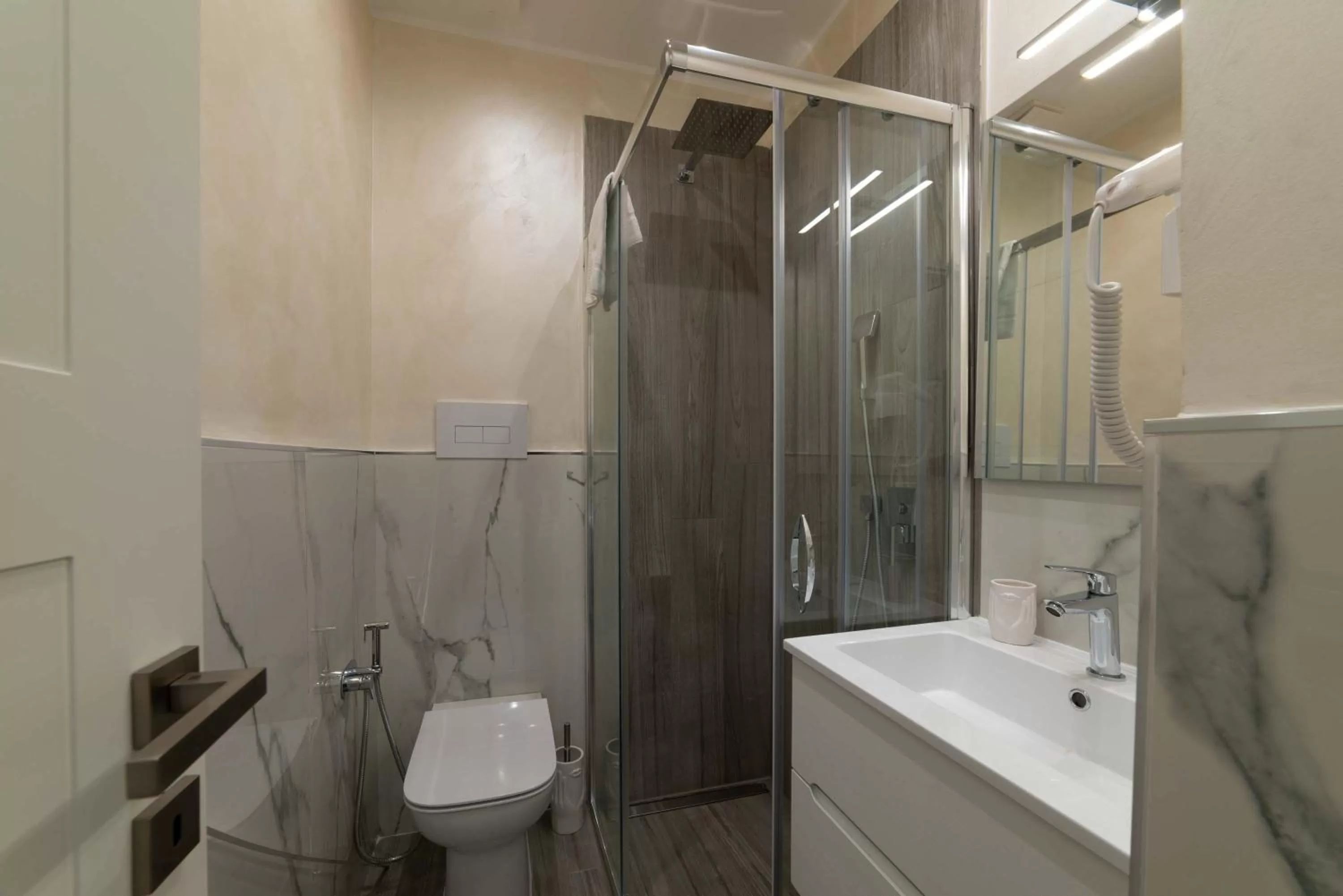 Shower, Bathroom in Blanc Rooms