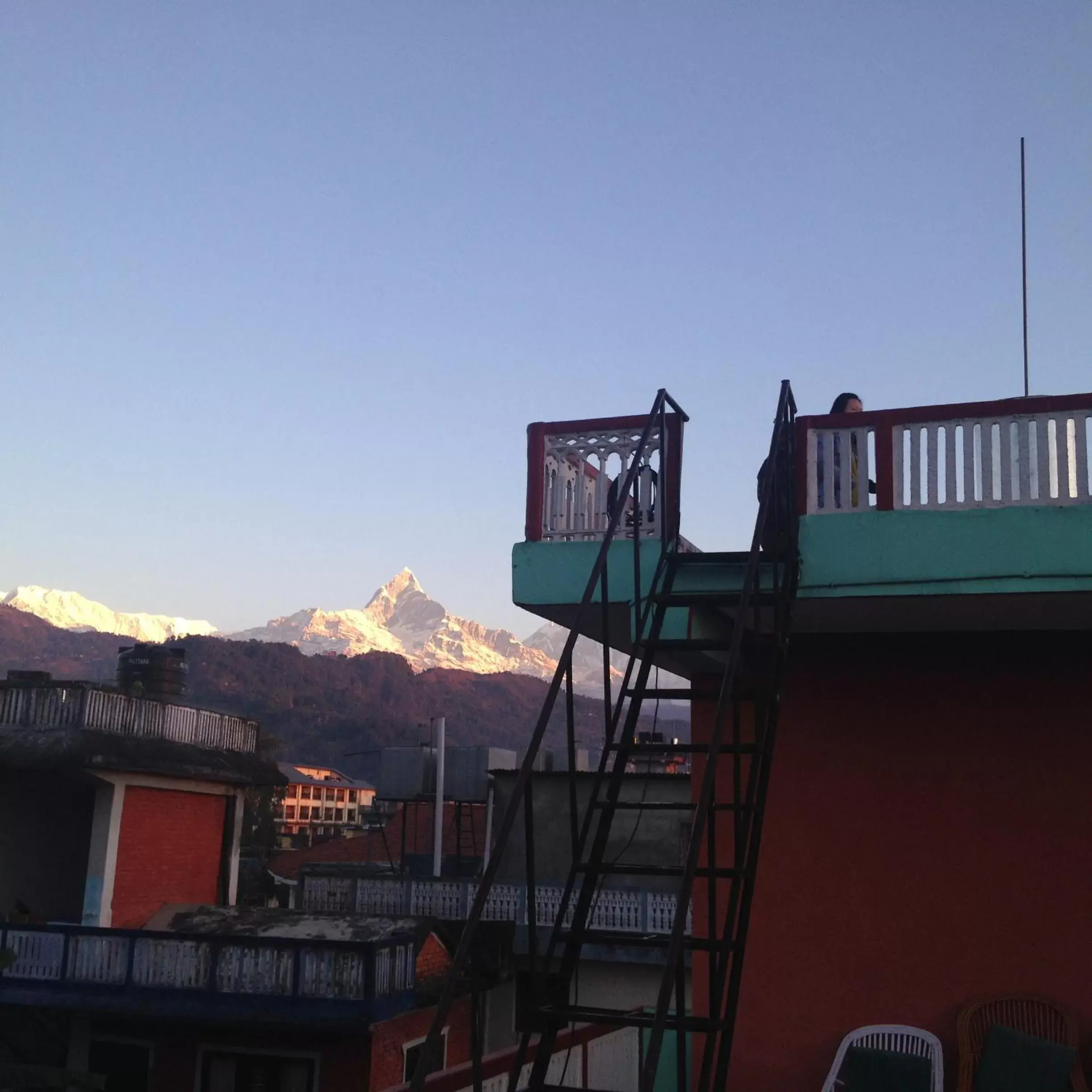 Balcony/Terrace in New Pokhara Lodge - Lakeside, Pokhara Nepal