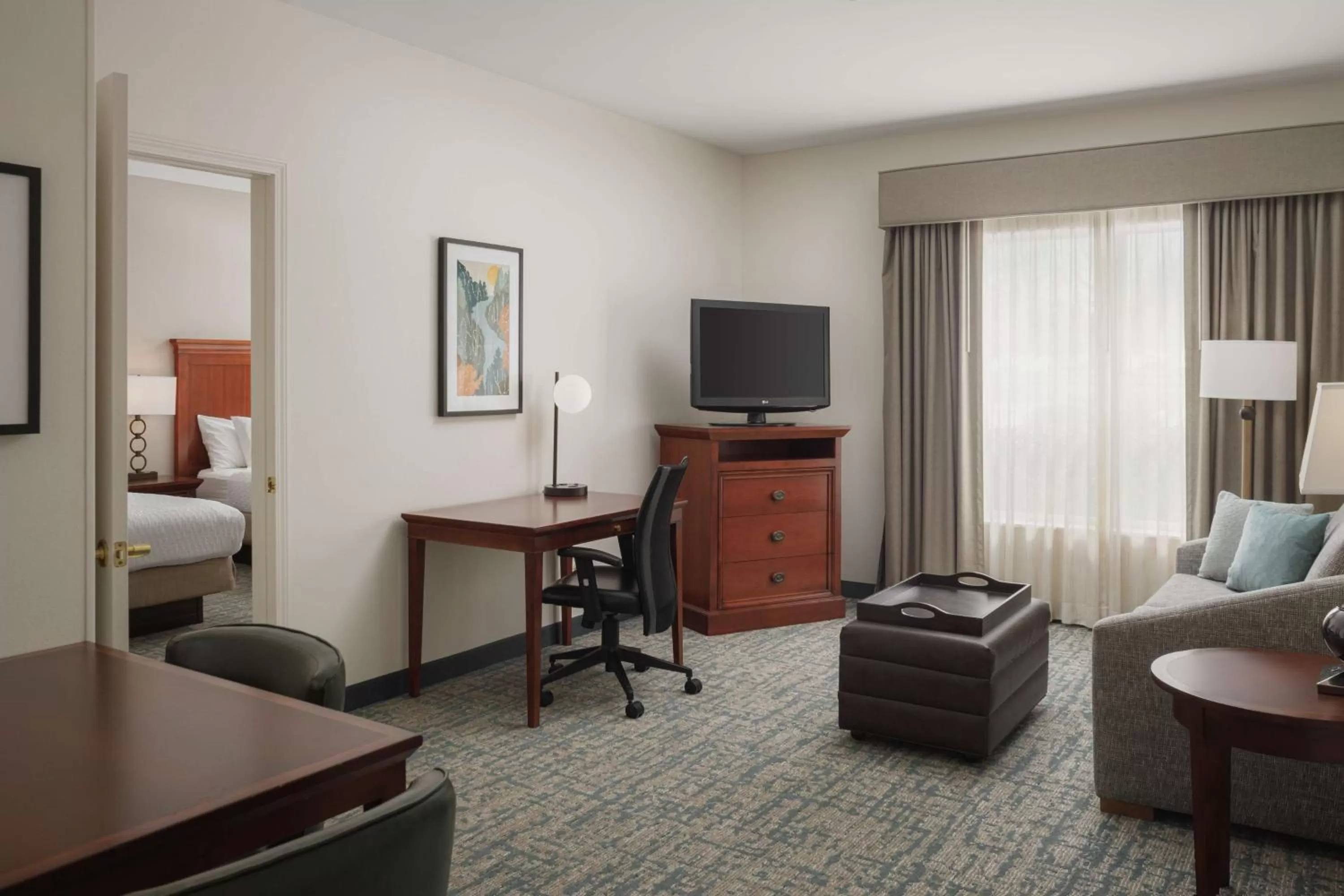 Living room, Bed in Homewood Suites by Hilton Knoxville West at Turkey Creek