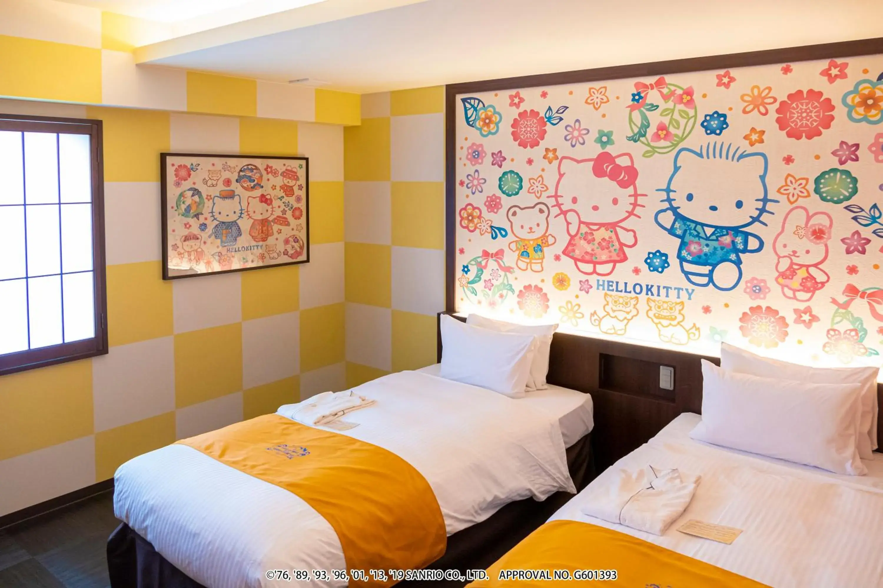 Bed in Hotel Okinawa With Sanrio Characters