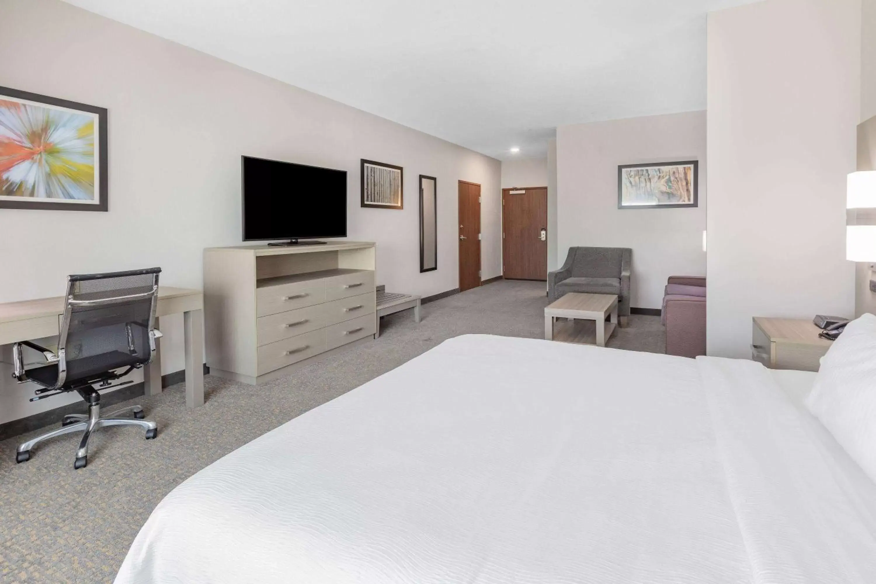 Bed, TV/Entertainment Center in La Quinta Inn & Suites by Wyndham Jackson-Cape Girardeau