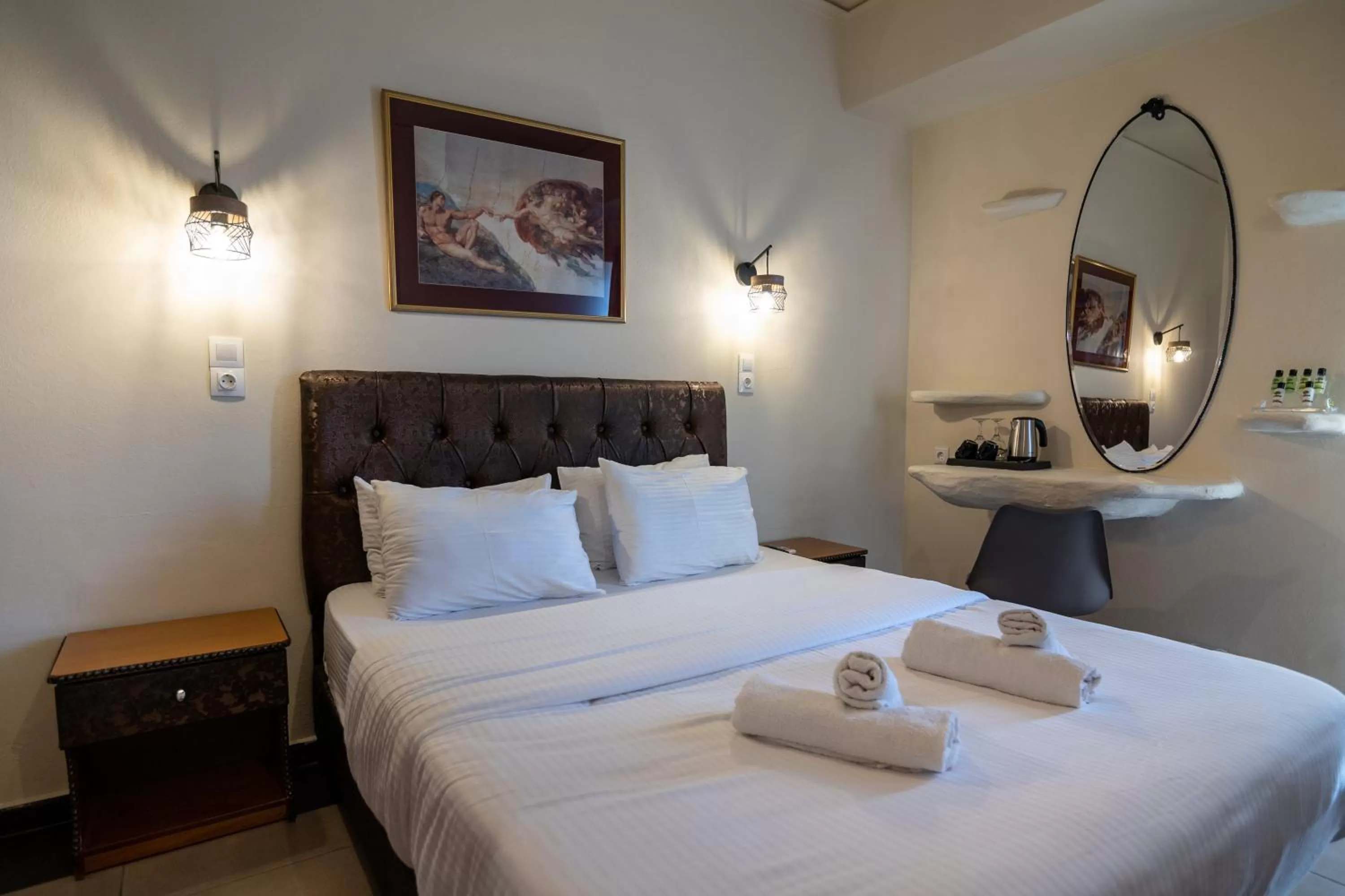 Bed in Votsalakia Hotel & Luxury Apartments