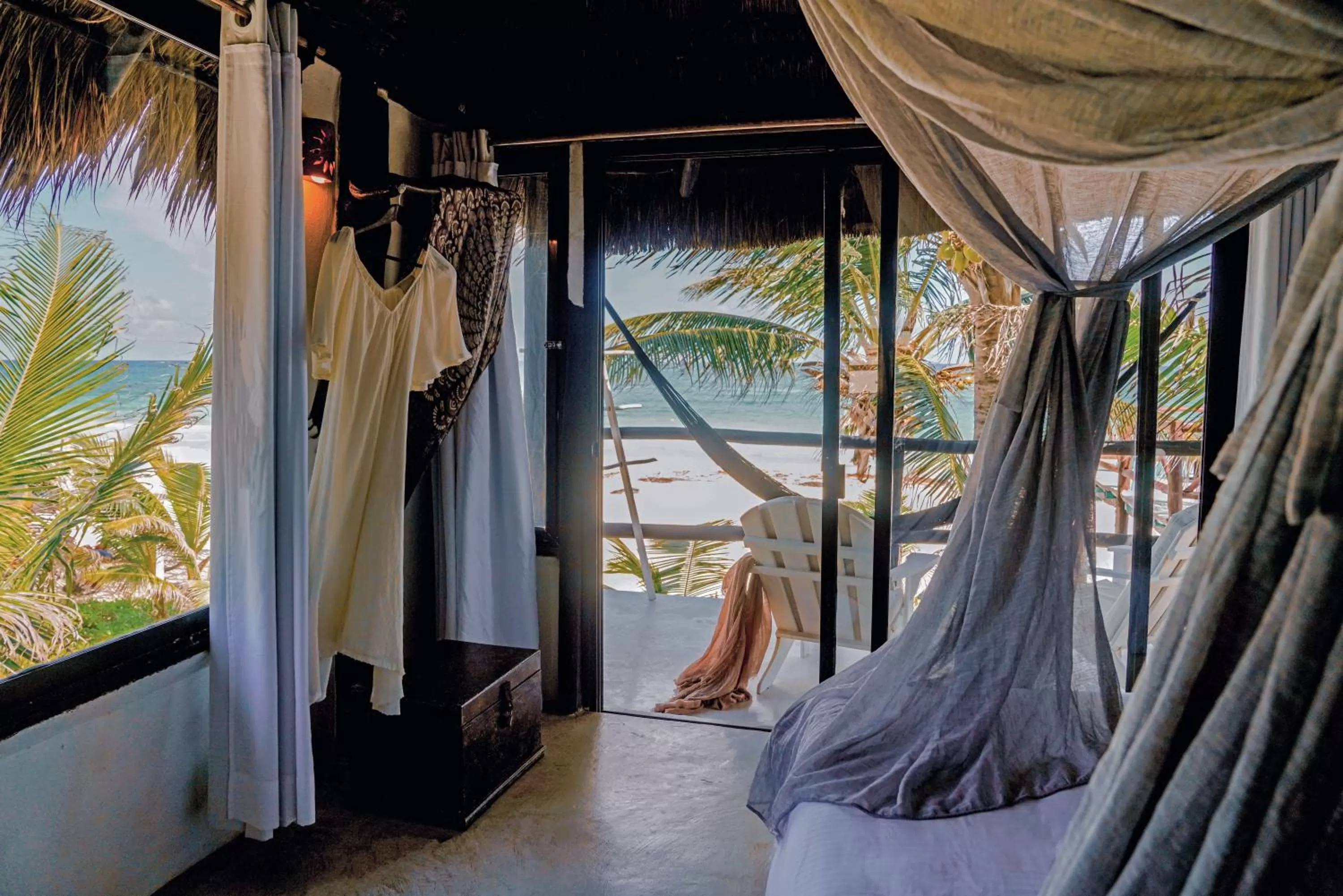 Bed, Balcony/Terrace in Coco Tulum Zen Zone Hotel