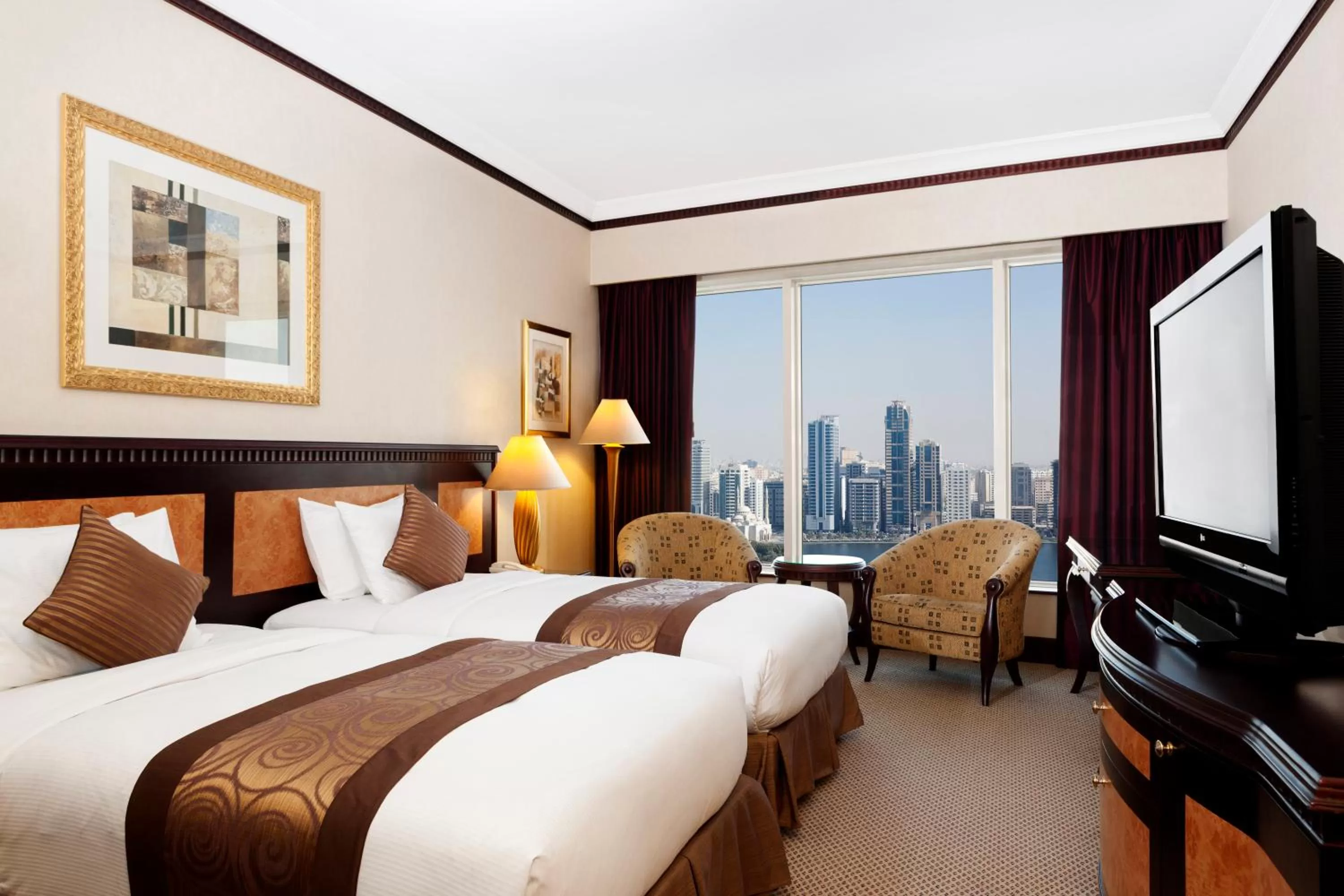 View (from property/room), Bed in Corniche Hotel Sharjah