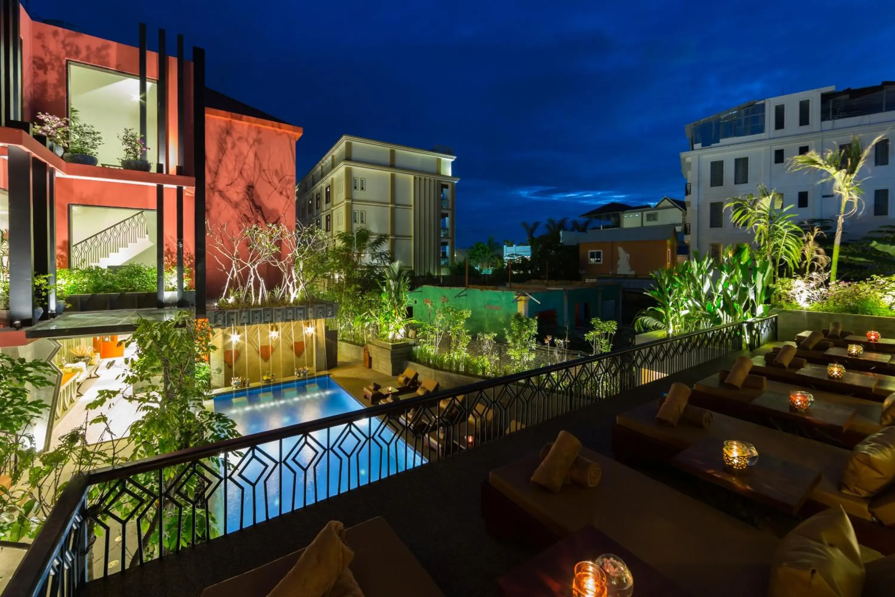 Balcony/Terrace, Pool View in Golden Temple Villa