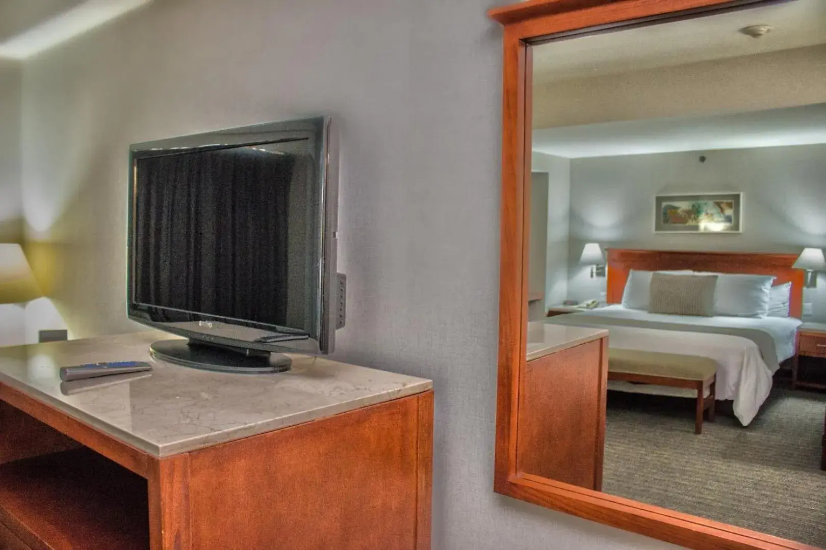 Bed, TV/Entertainment Center in Casa Inn Business Hotel Celaya