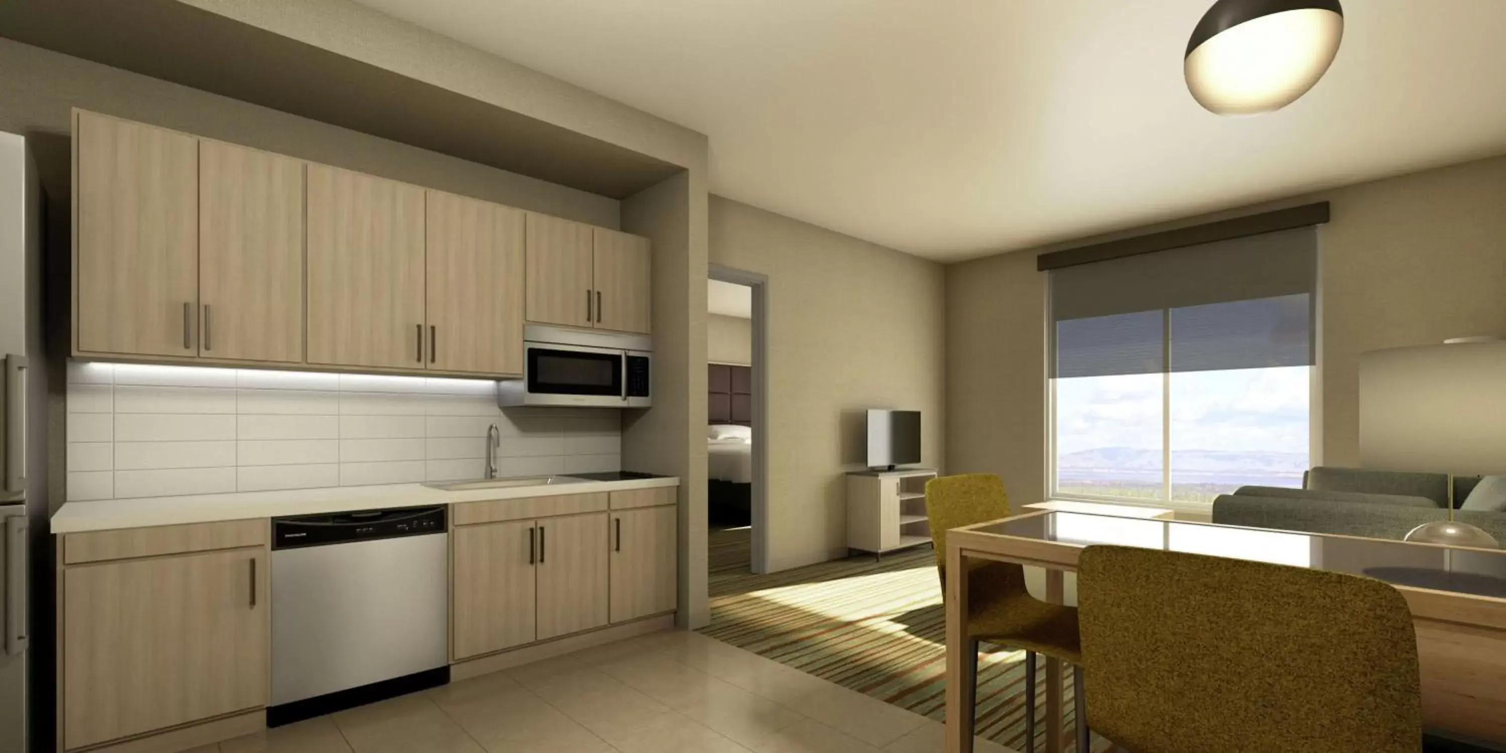 Living room, Kitchen/Kitchenette in Homewood Suites By Hilton Belmont