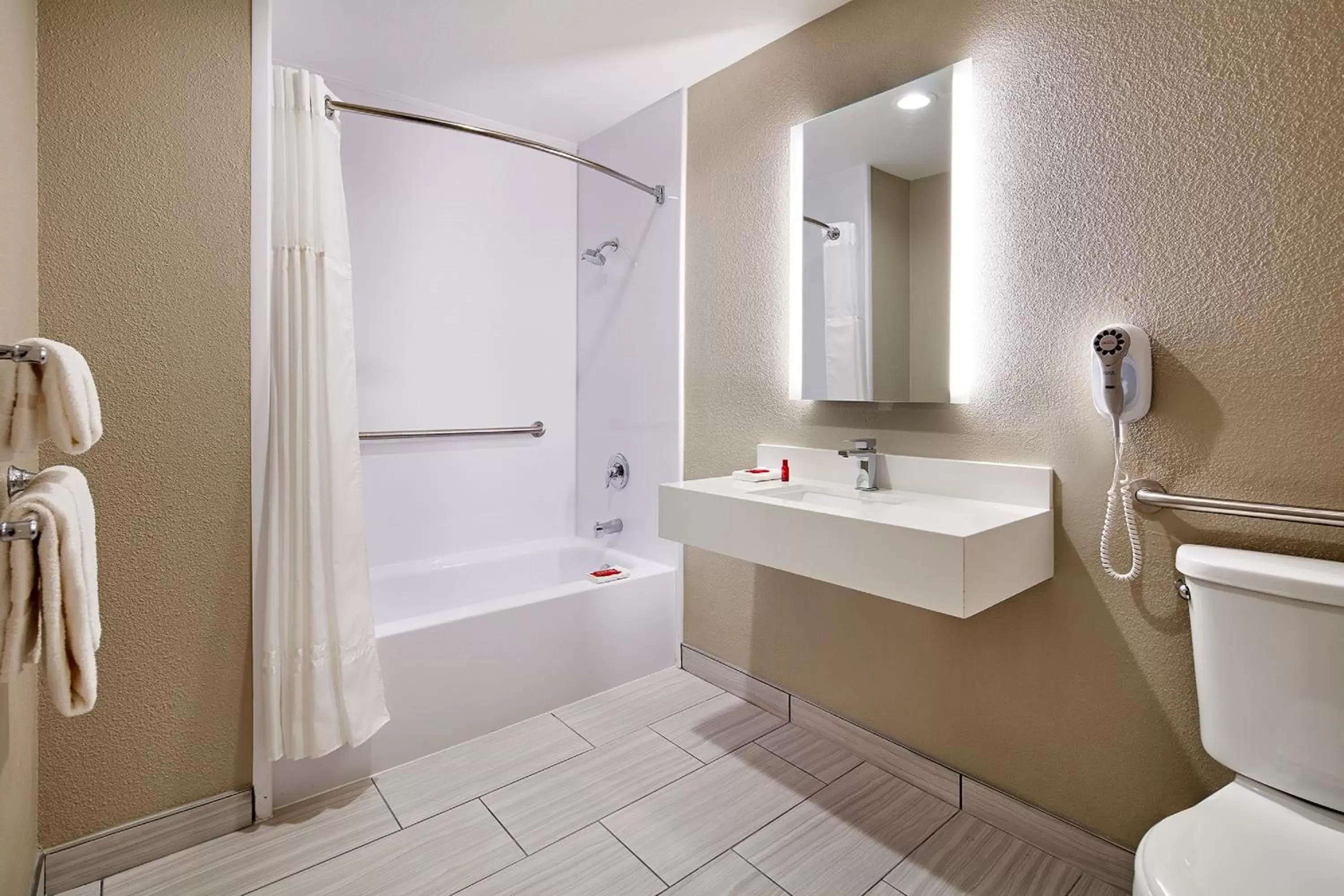 Shower, Bathroom in SureStay Hotel by Best Western San Diego Pacific Beach