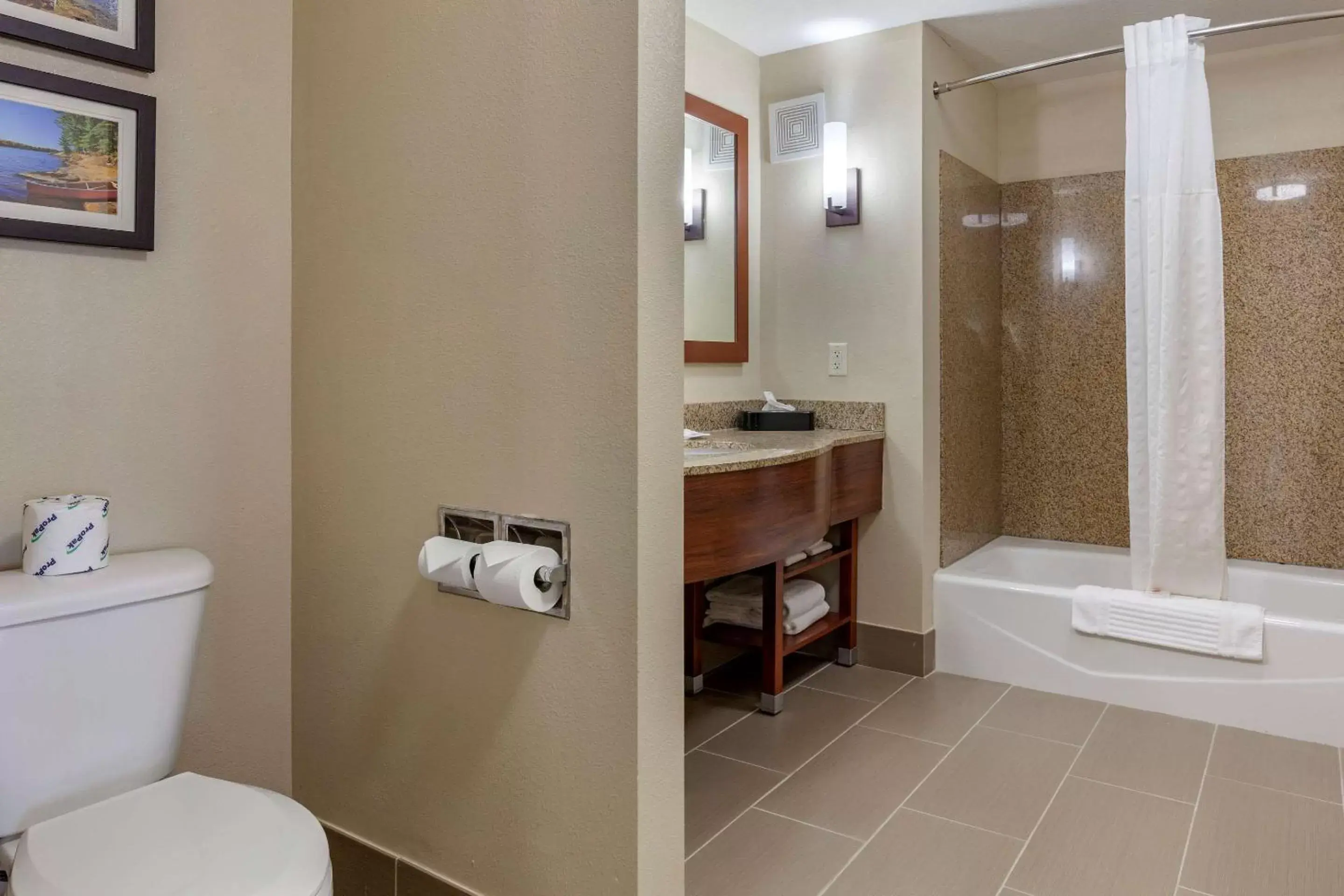 Bedroom, Bathroom in Comfort Suites Oshkosh