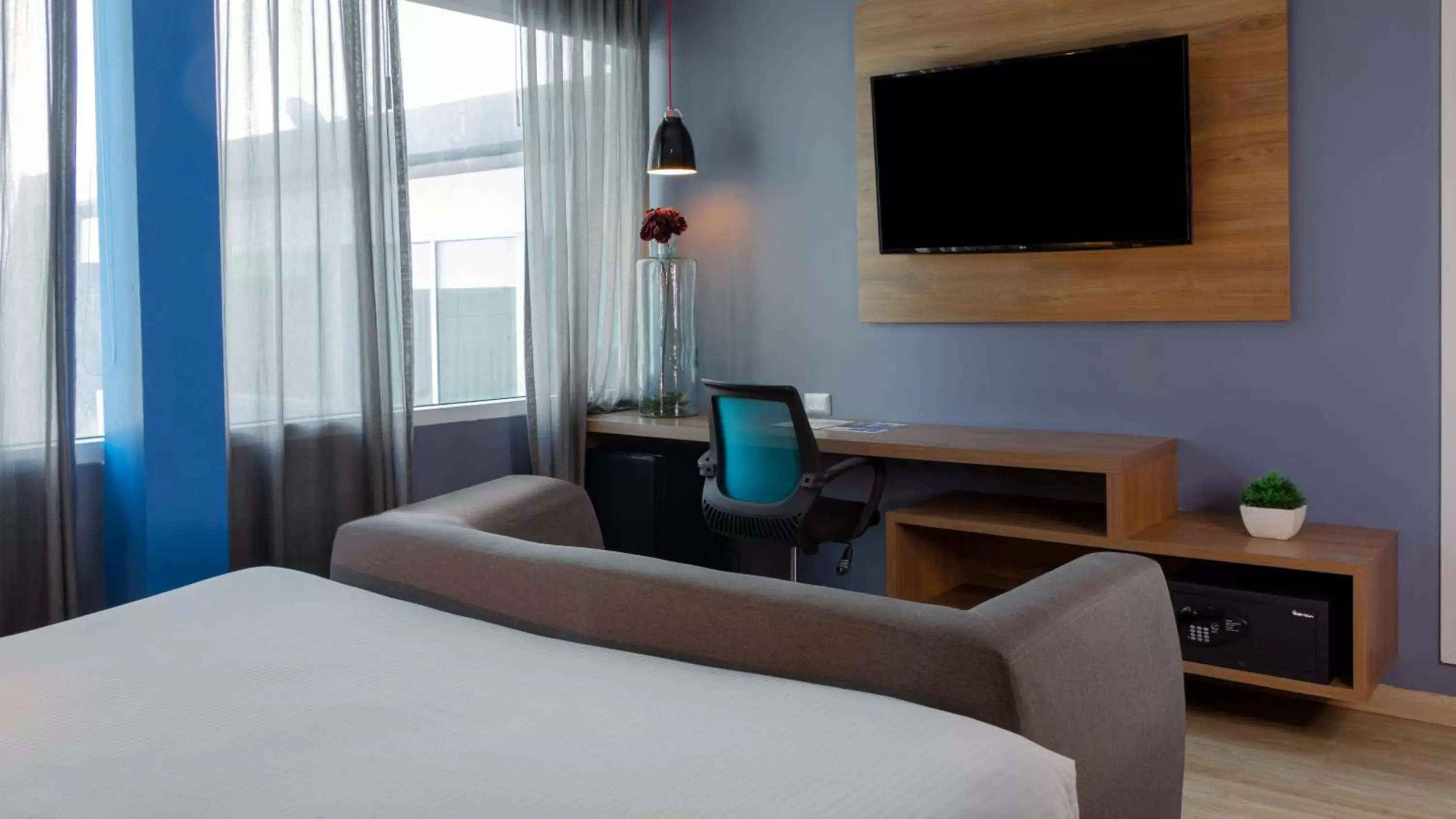 TV and multimedia, Bed in Hotel Blue Concept TV and multimedia, Bed in Hotel Blue Concept
